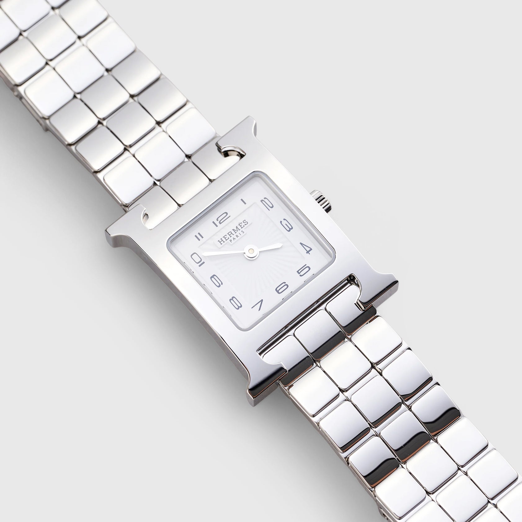 Hermès Heure H Watch 25mm White Dial Palladium Hardware - eliteUSA