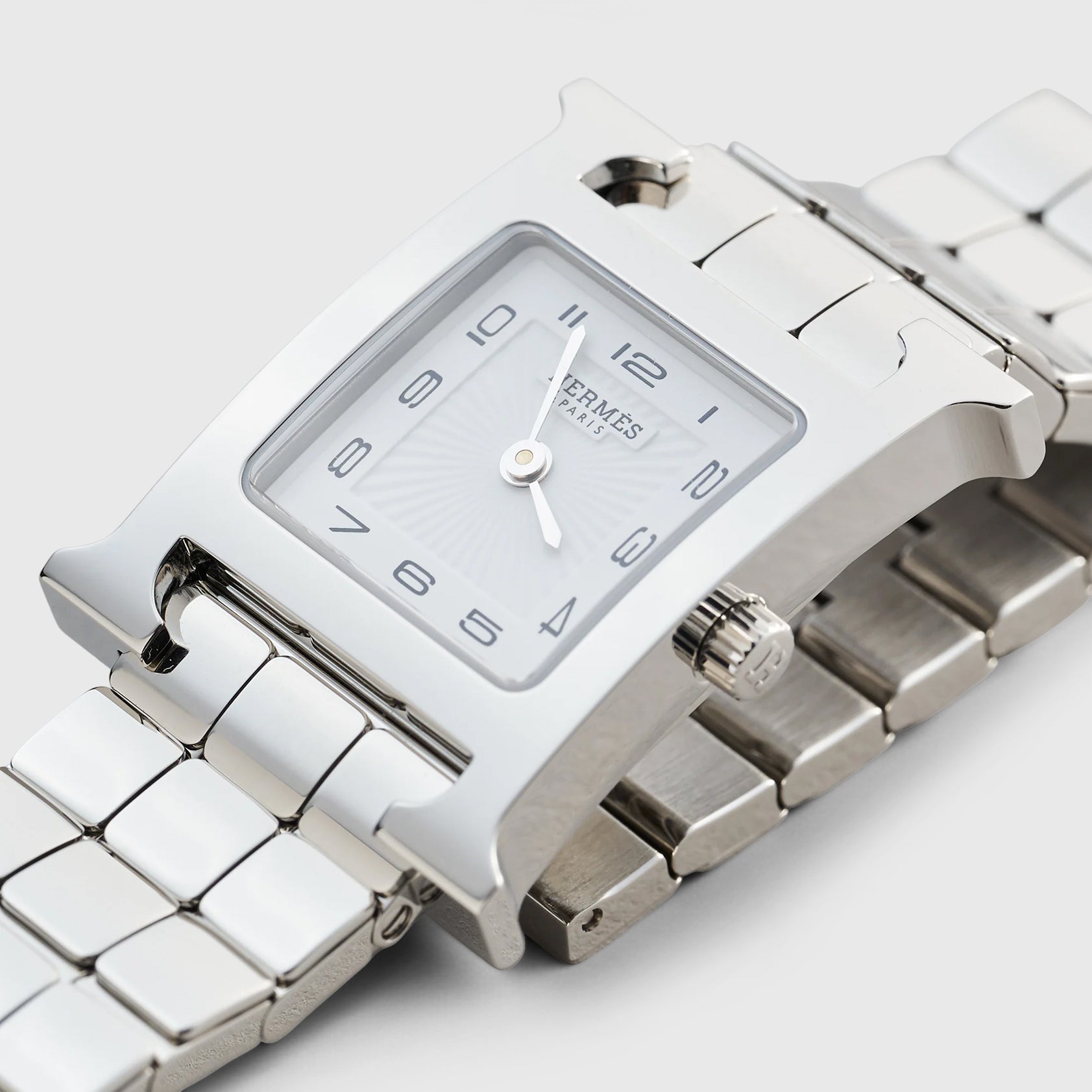 Hermès Heure H Watch 25mm White Dial Palladium Hardware - eliteUSA