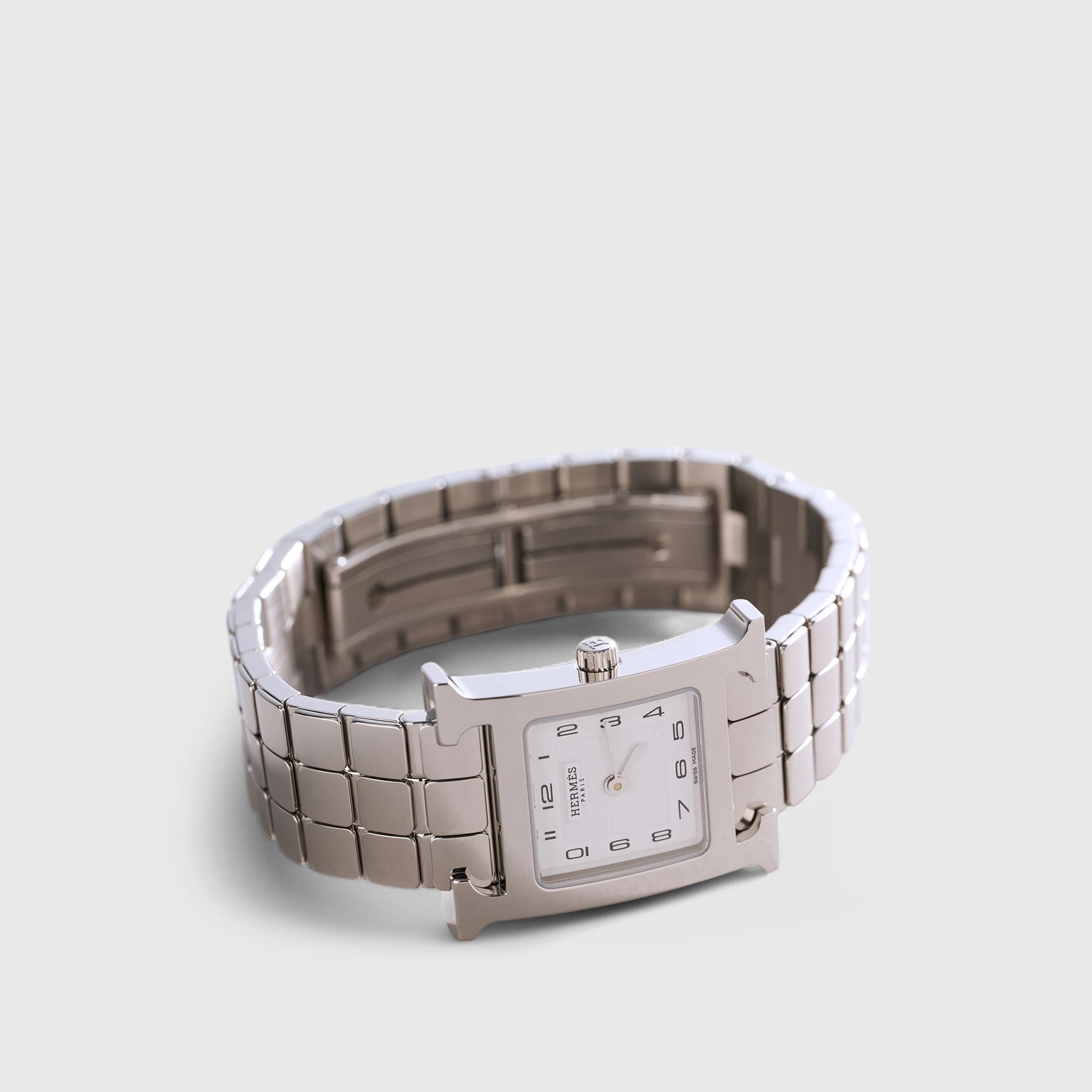 Hermès Heure H Watch 25mm White Dial Palladium Hardware - eliteUSA