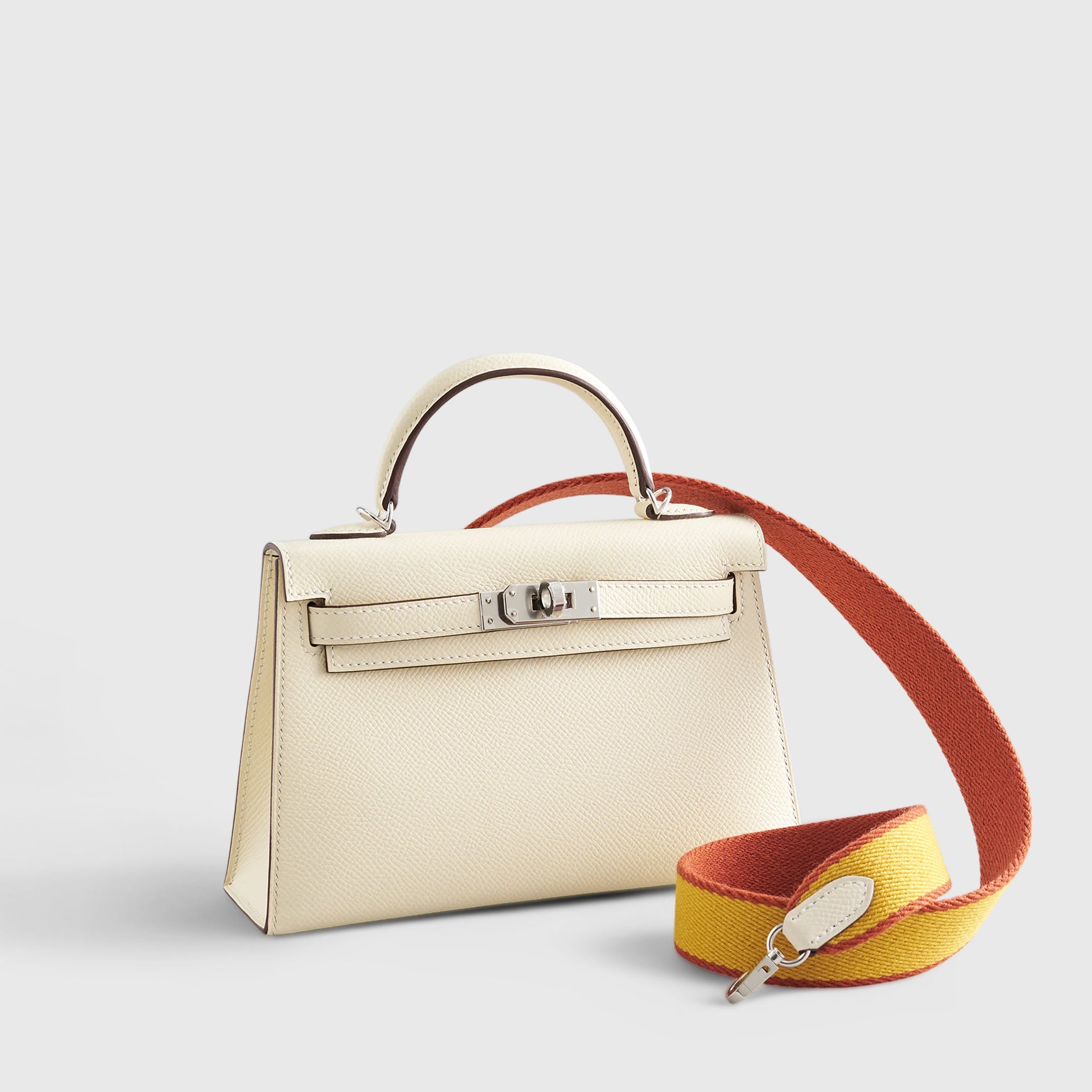 Hermès Kelly 20 Epsom Nata Yellow / Orange Strap Palladium Hardware - eliteUSA