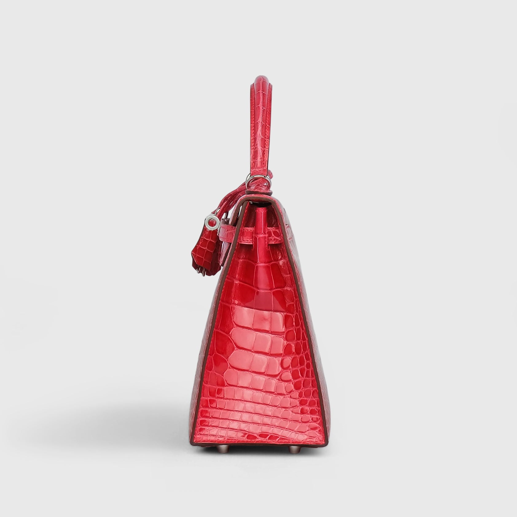 Hermès Kelly 25 Alligator Rose Extreme Shiny Palladium Hardware - eliteUSA