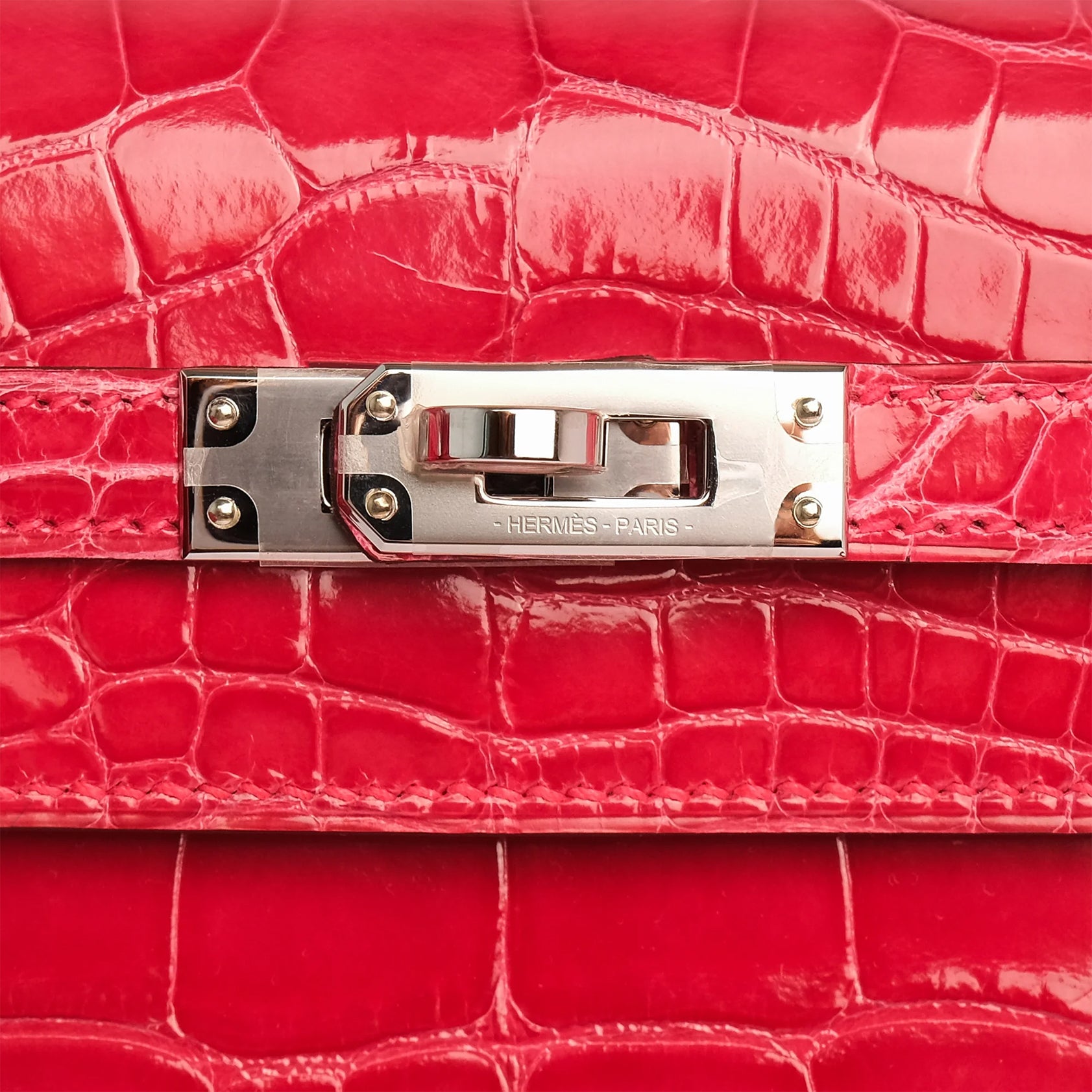 Hermès Kelly 25 Alligator Rose Extreme Shiny Palladium Hardware - eliteUSA