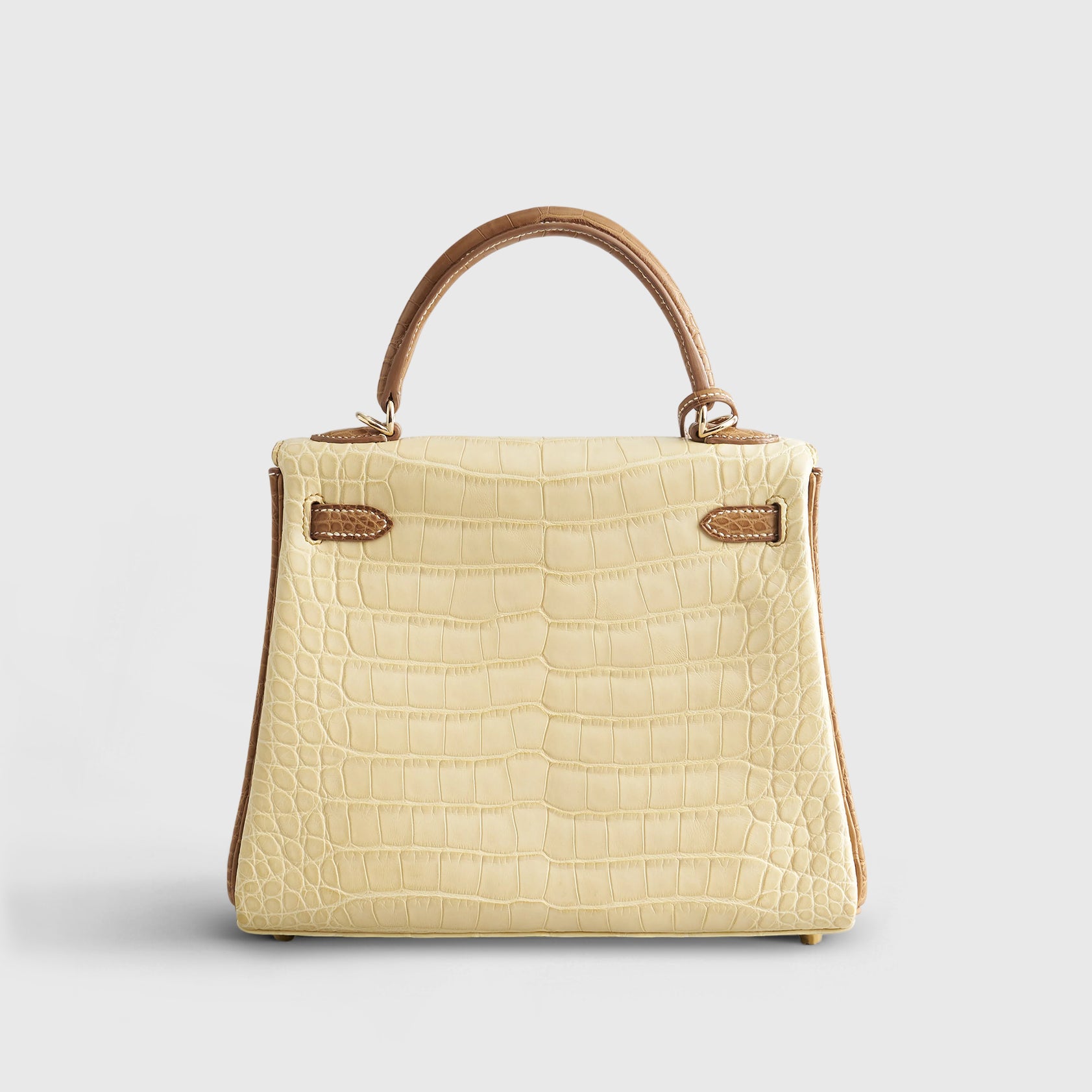 Hermès Kelly 25 Alligator Vanille / Gold Sellier HSS Matte Rose Gold Hardware - eliteUSA