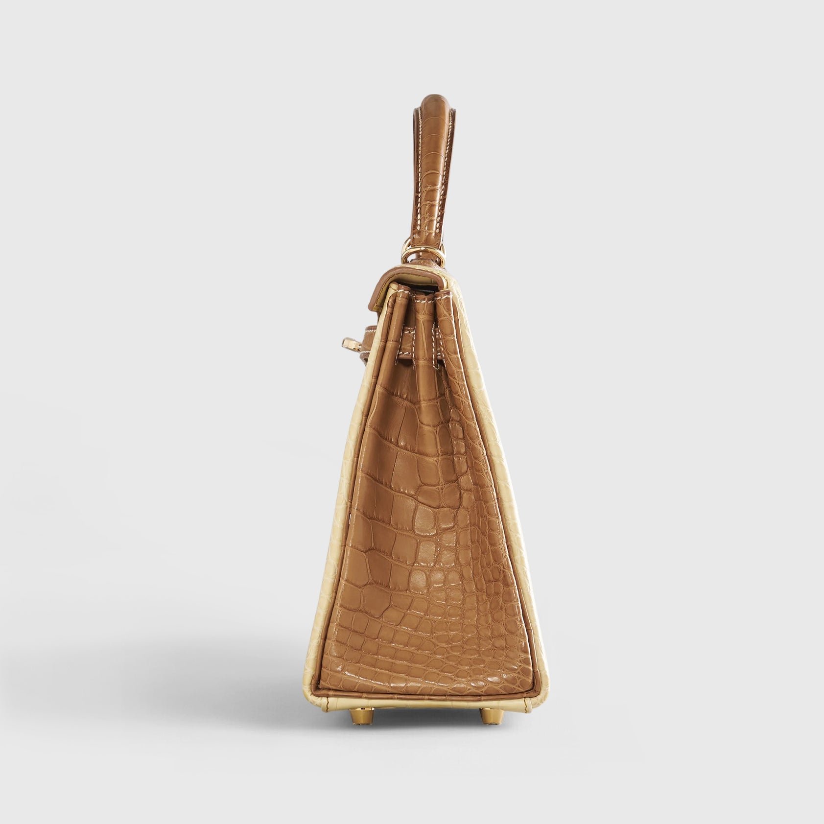 Hermès Kelly 25 Alligator Vanille / Gold Sellier HSS Matte Rose Gold Hardware - eliteUSA