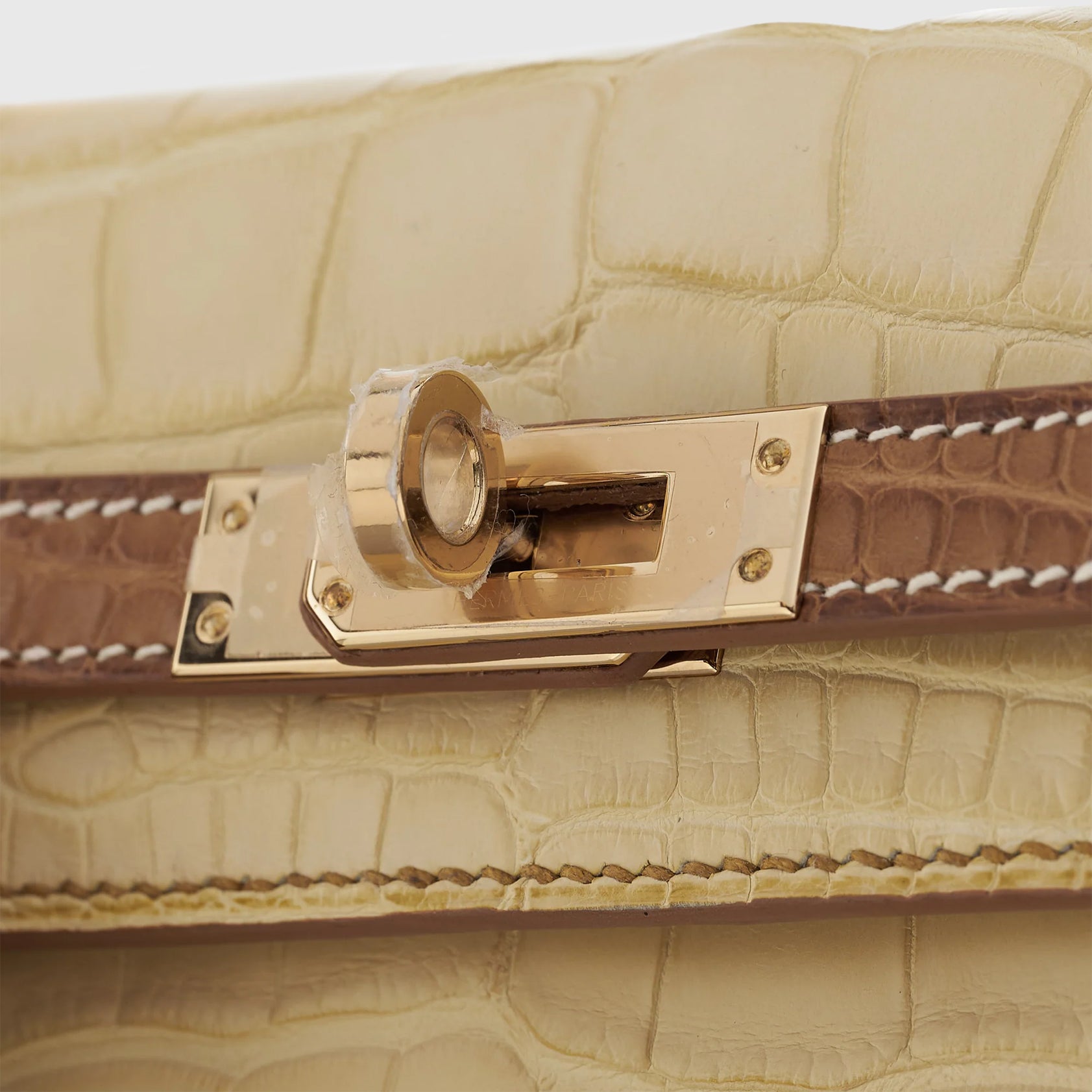 Hermès Kelly 25 Alligator Vanille / Gold Sellier HSS Matte Rose Gold Hardware - eliteUSA