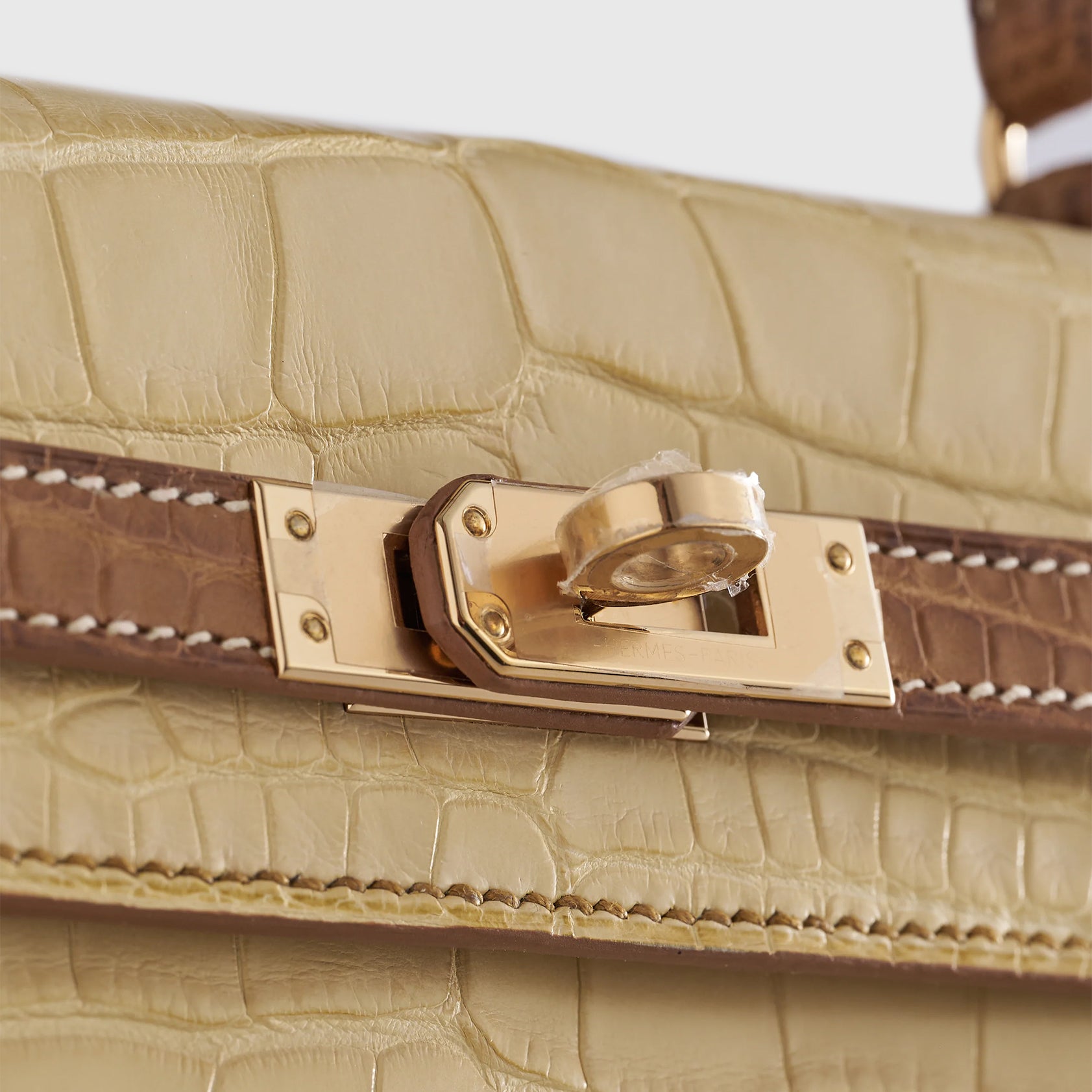 Hermès Kelly 25 Alligator Vanille / Gold Sellier HSS Matte Rose Gold Hardware - eliteUSA