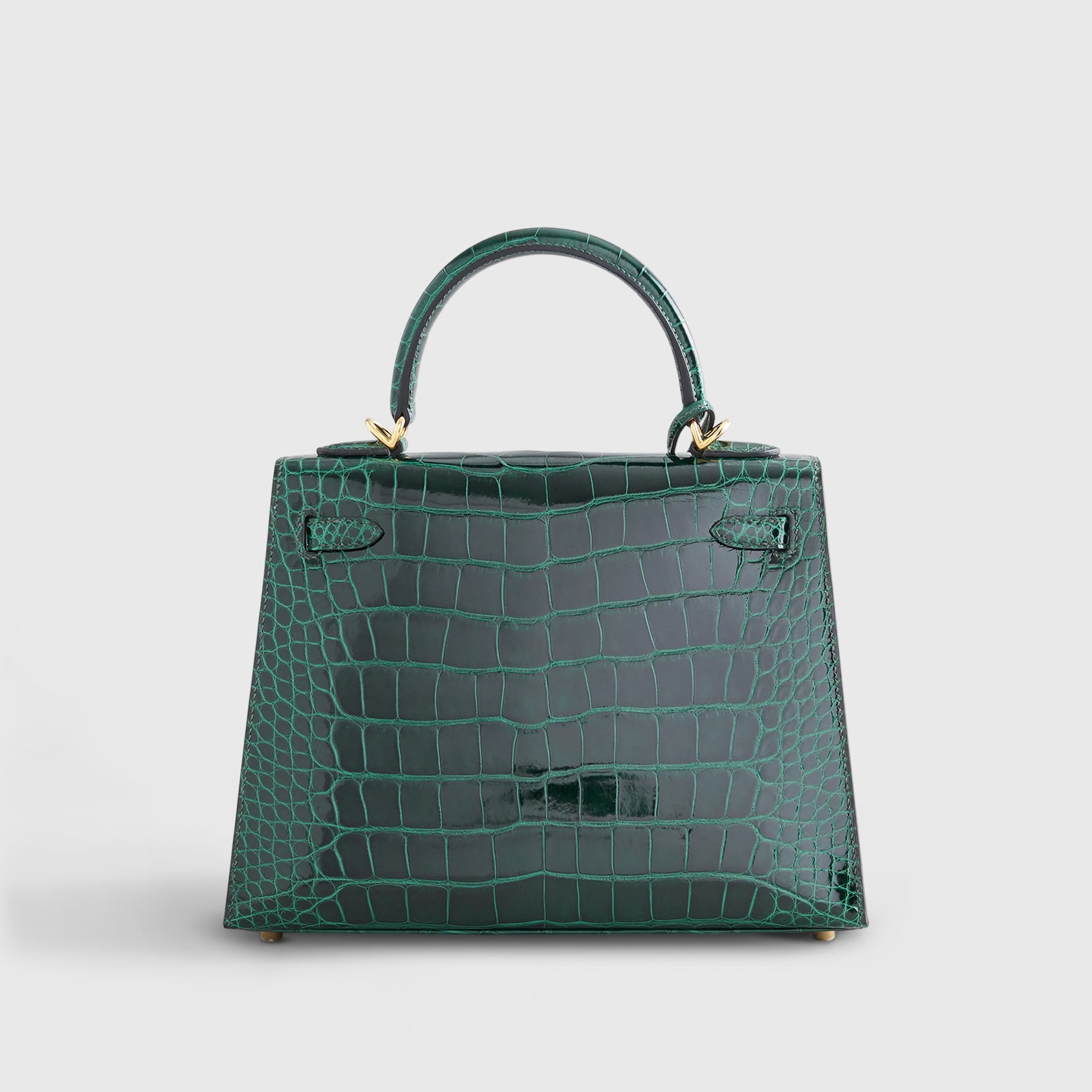 Hermès Kelly 25 Alligator Vert Fonce Shiny Gold Hardware - eliteUSA