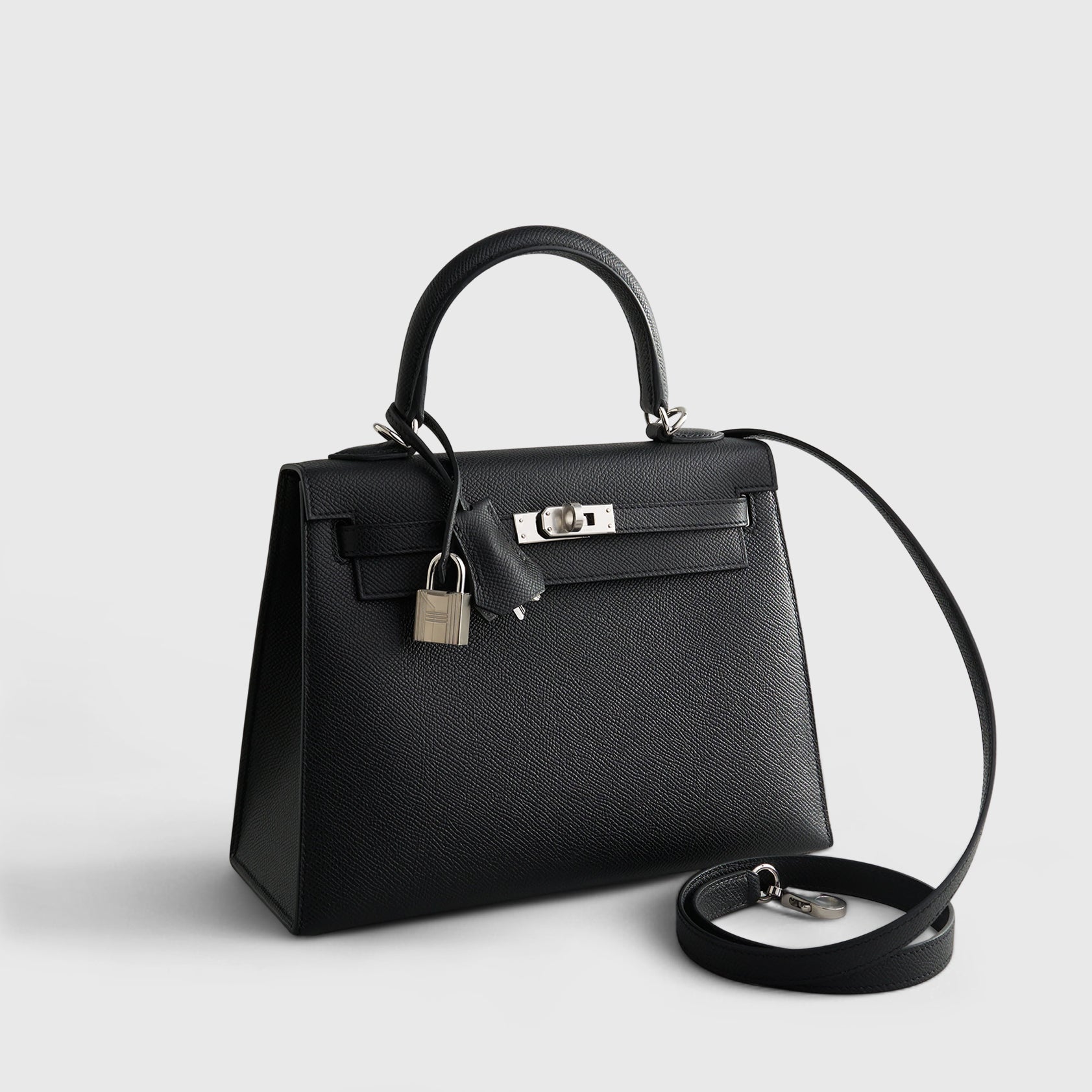Hermès Kelly 25 Epsom Black Sellier Palladium Hardware