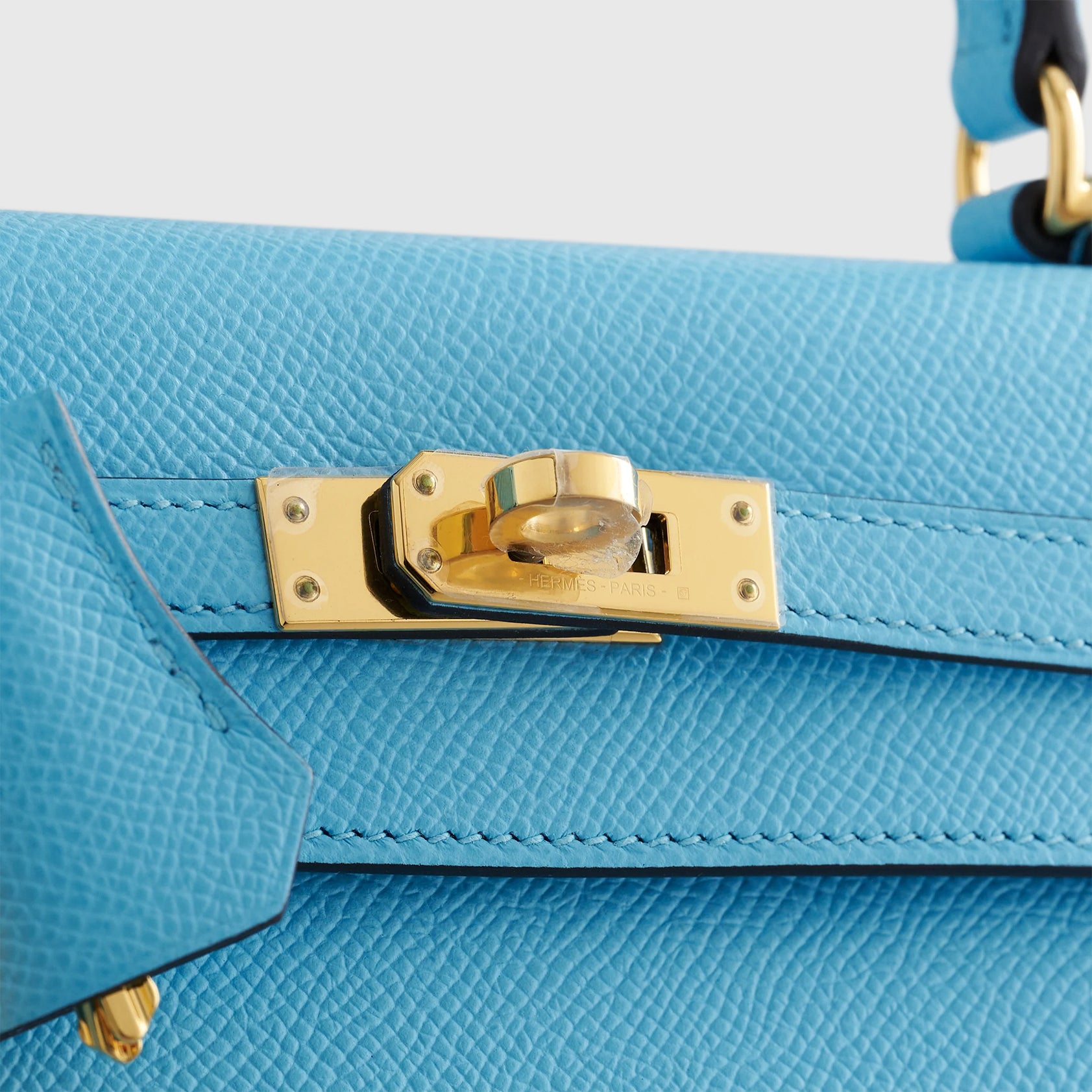 Hermès Kelly 25 Epsom Blue Celeste Sellier Gold Hardware - eliteUSA