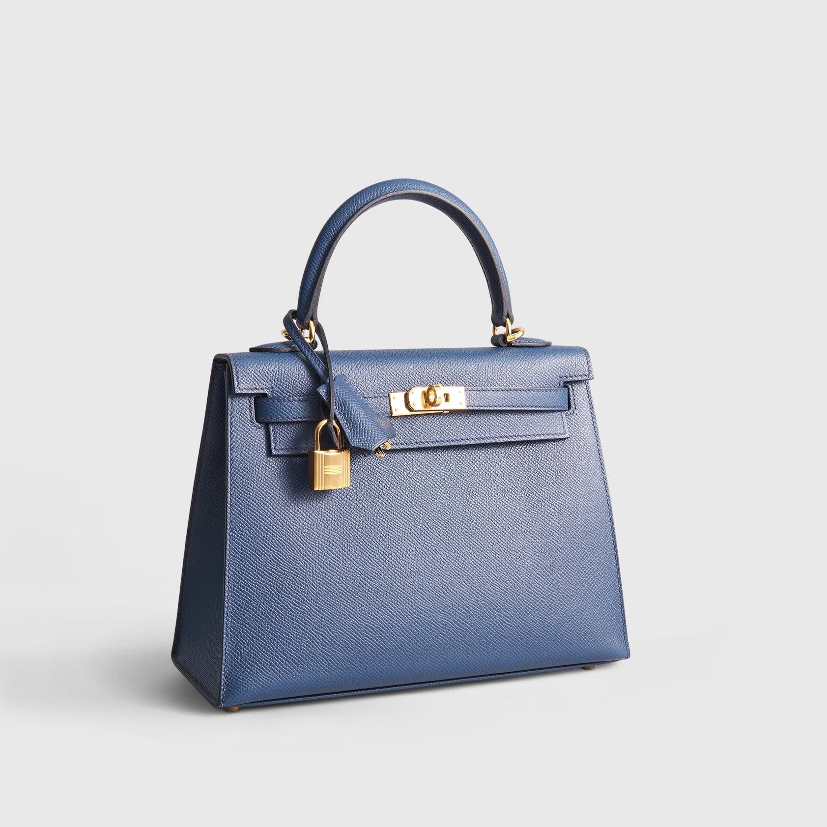 Hermès Kelly 25 Epsom Blue De Prusse Sellier Gold Hardware