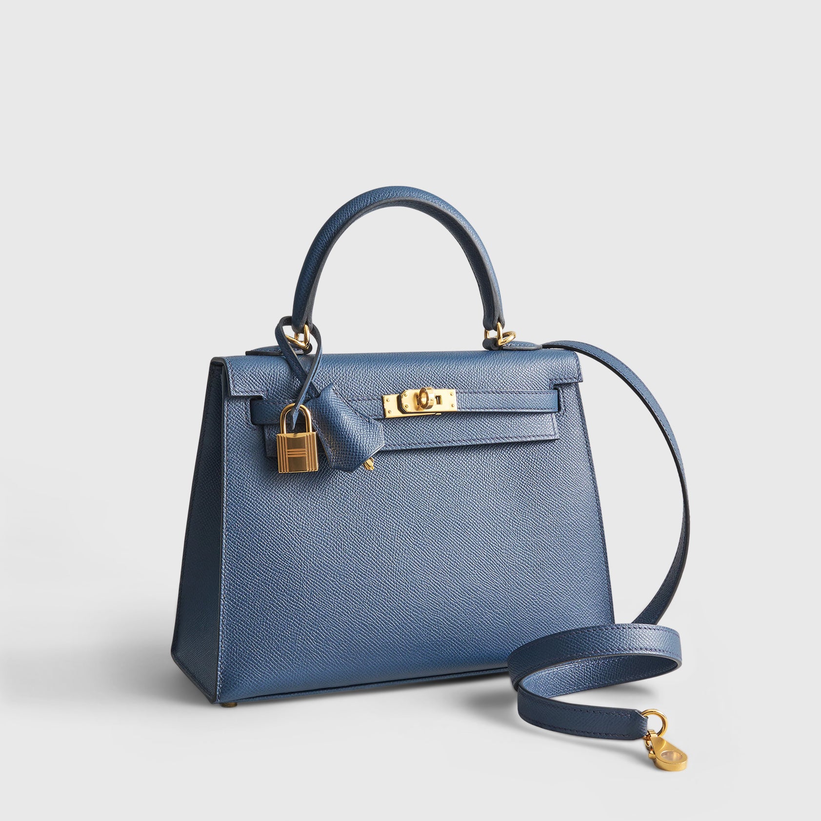 Hermès Kelly 25 Epsom Blue De Prusse Sellier Gold Hardware - eliteUSA