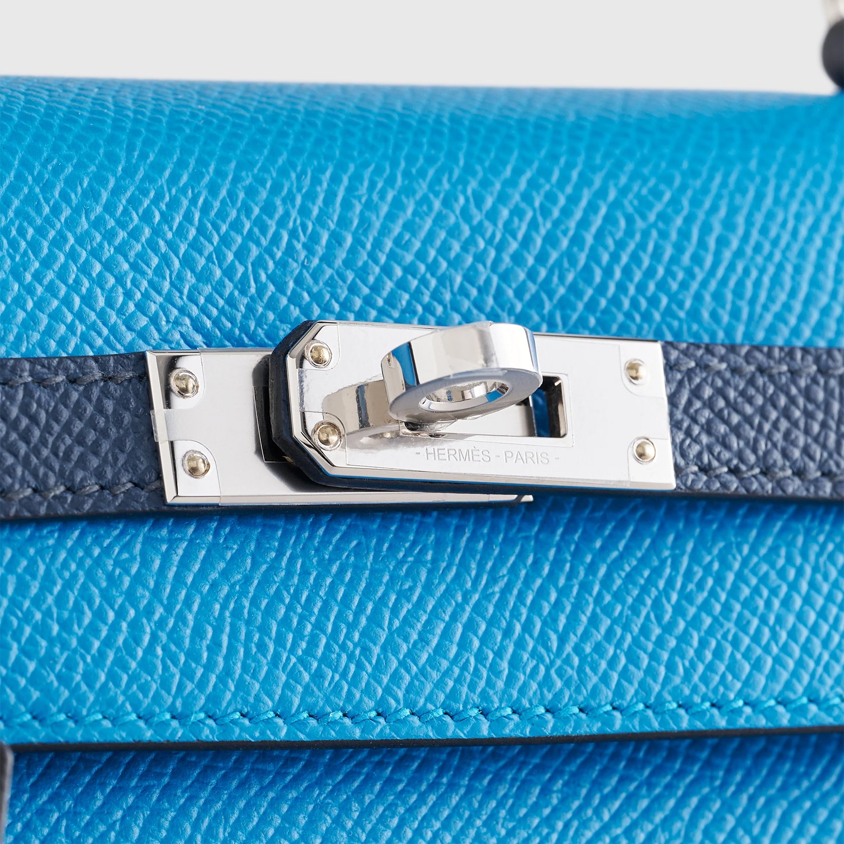 Hermès Kelly 25 Epsom Blue Zanzibar/Blue de Prusse/Black Sellier Palladium Hardware - eliteUSA