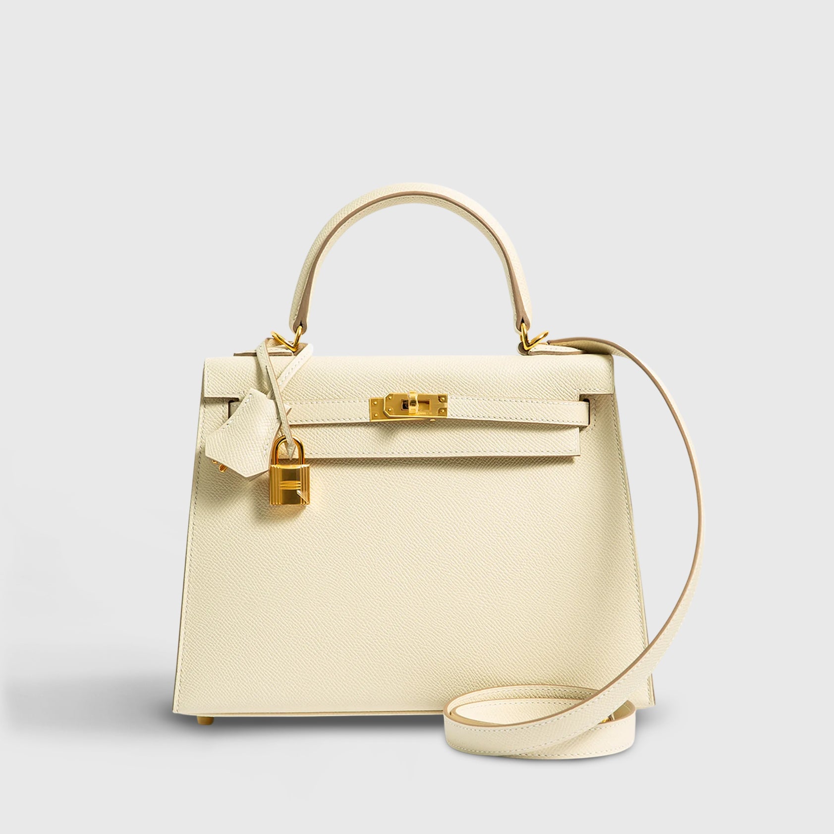 Hermès Kelly 25 Epsom Craie Sellier Gold Hardware