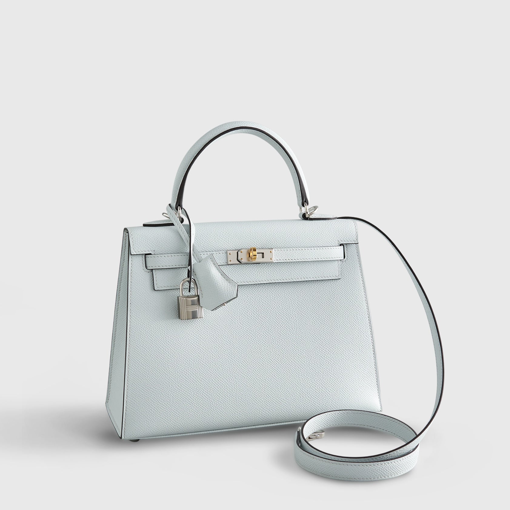 Hermès Kelly 25 Epsom Gris Platine Electrum Sellier