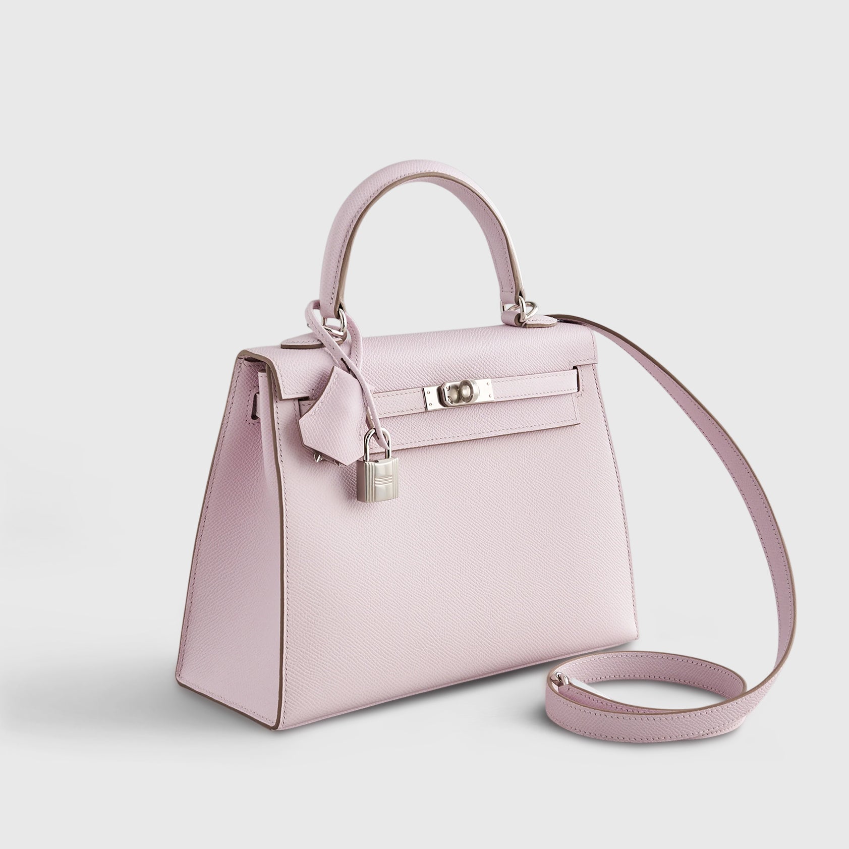 Hermès Kelly 25 Epsom Mauve Pale Palladium Hardware - eliteUSA