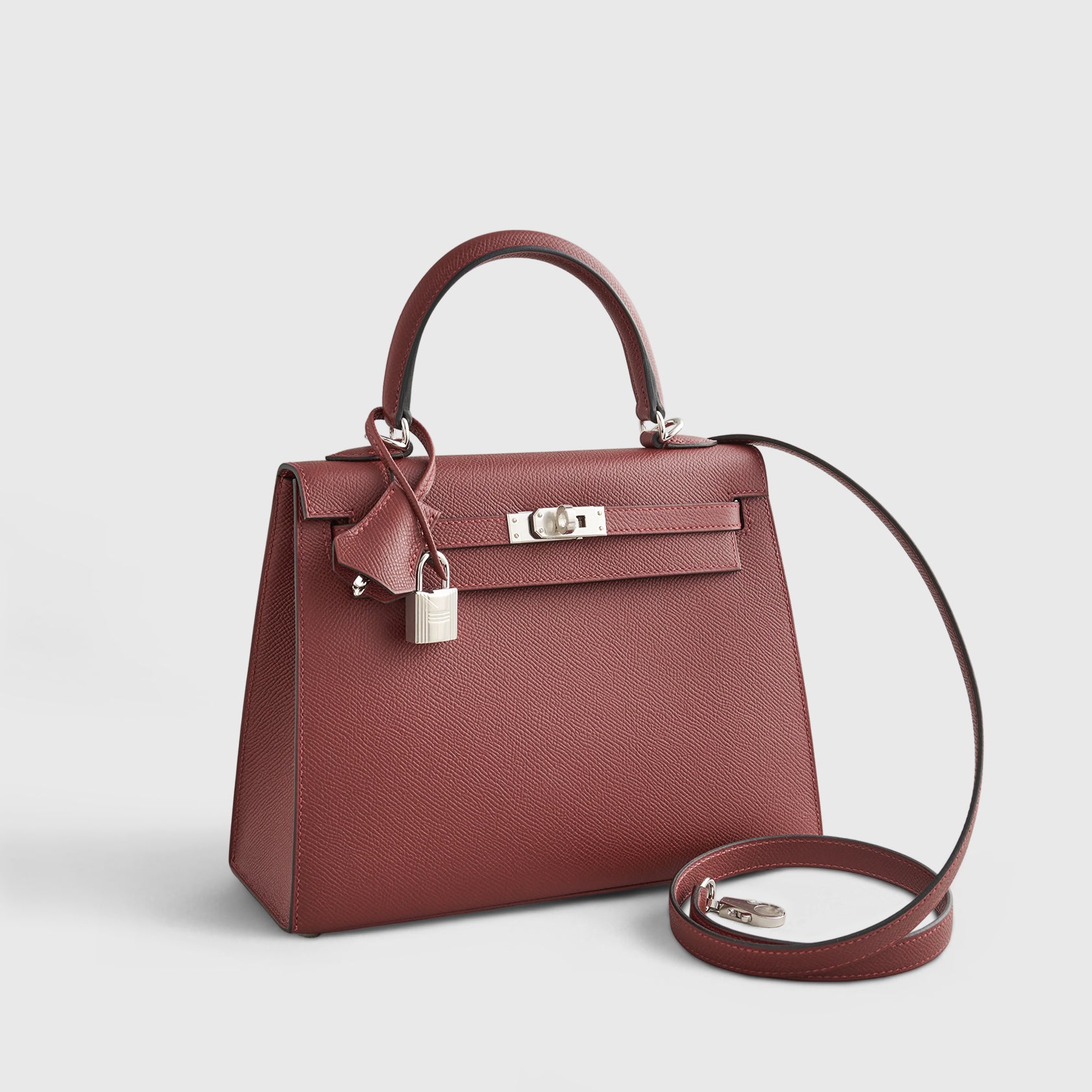 Hermès Kelly 25 Epsom Rouge H Sellier Palladium Hardware - eliteUSA