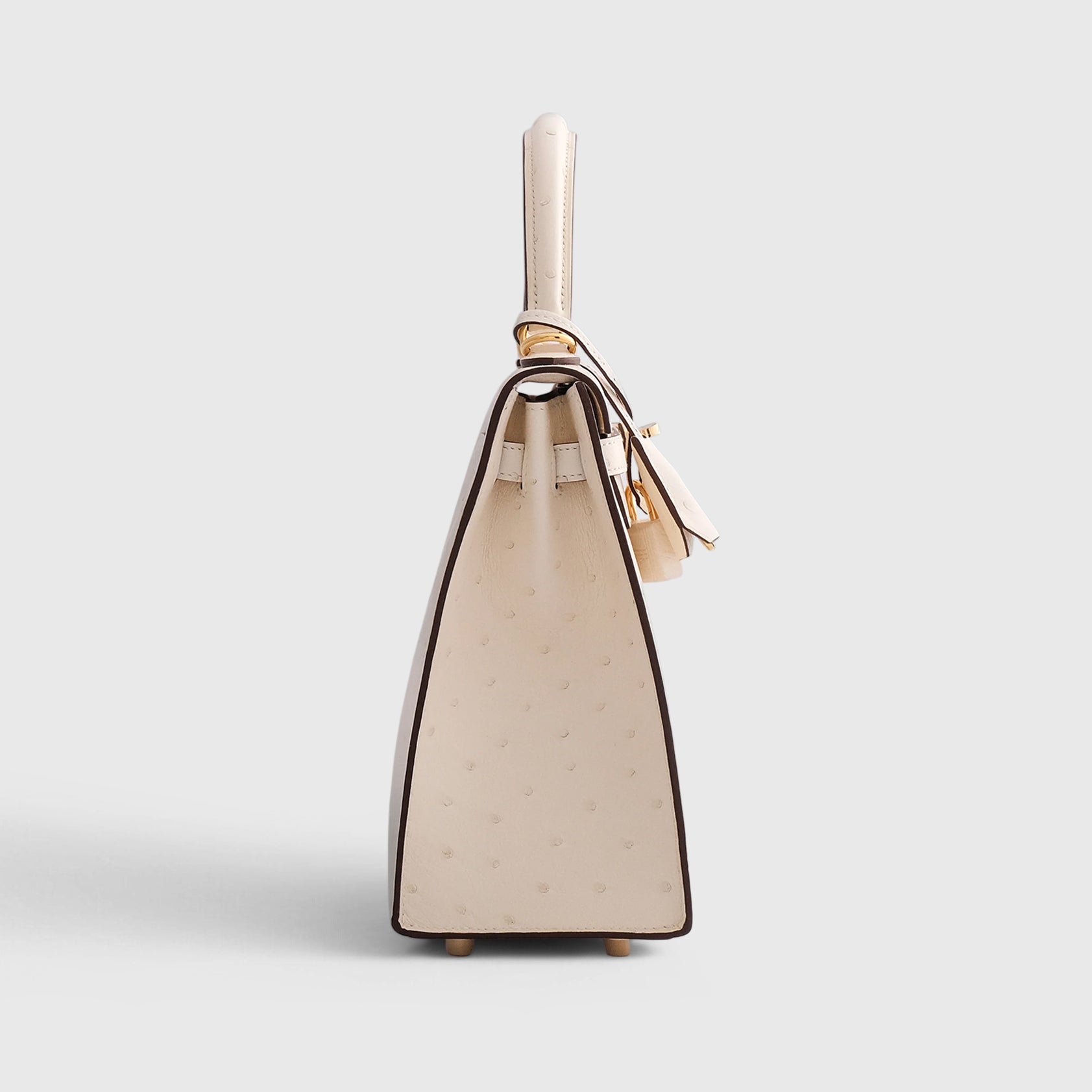 Hermès Kelly 25 Ostrich Nata Gold Hardware - eliteUSA