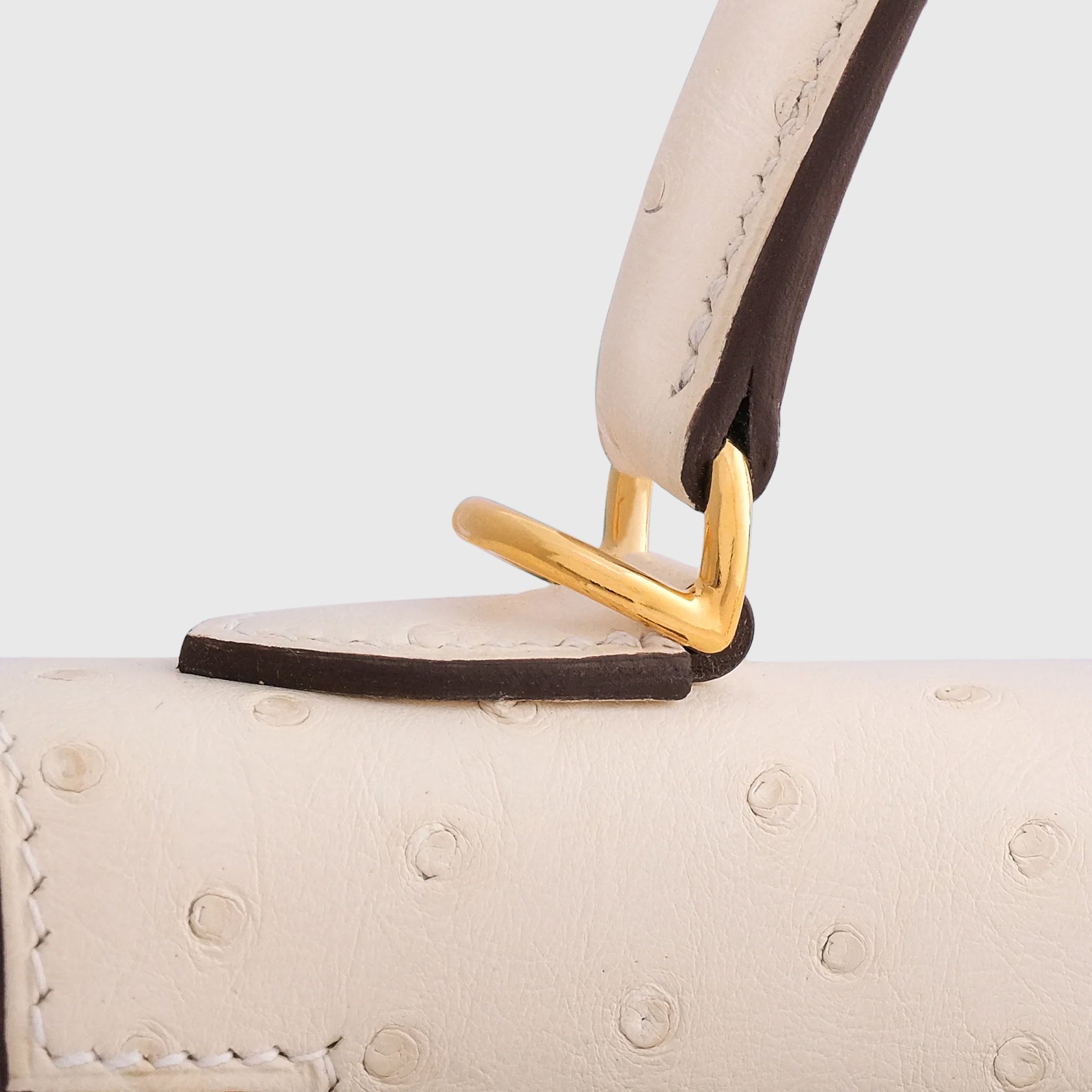 Hermès Kelly 25 Ostrich Nata Gold Hardware - eliteUSA