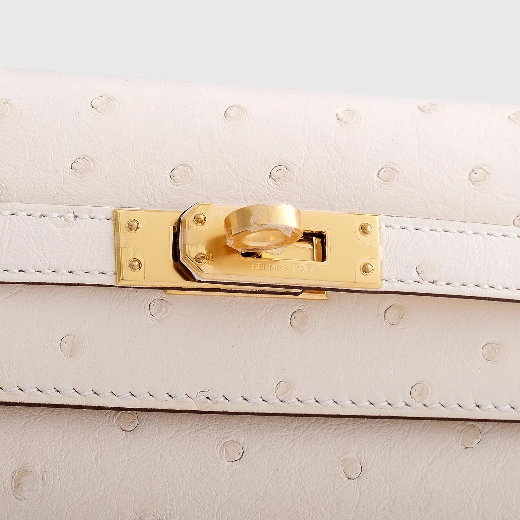 Hermès Kelly 25 Ostrich Nata Gold Hardware - eliteUSA