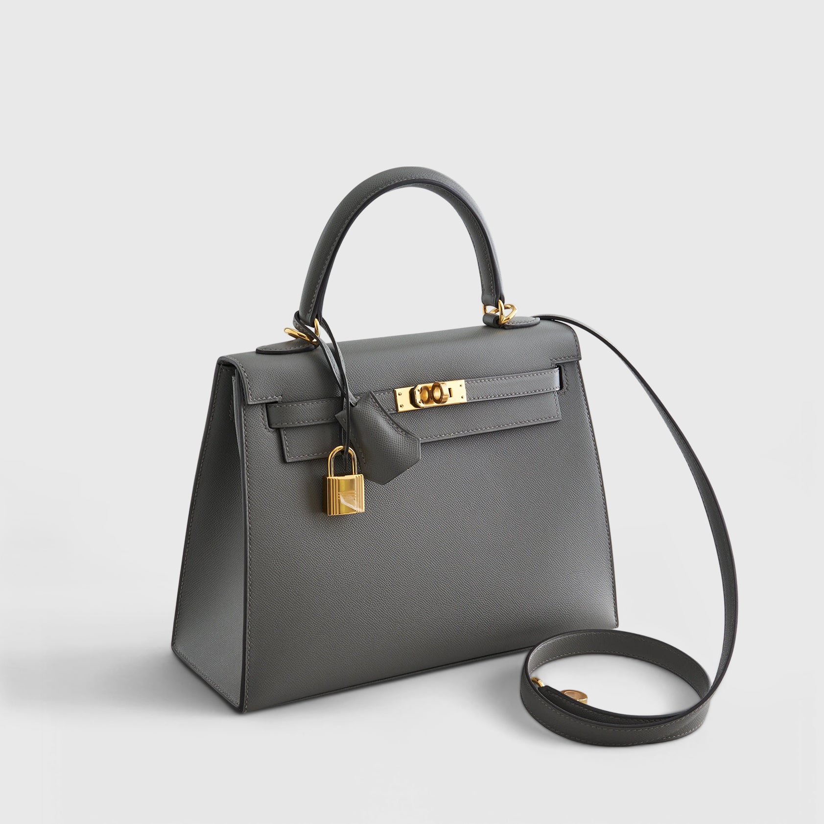 Hermès Kelly 25 Veau Madame Gris Meyer Sellier Gold Hardware - eliteUSA