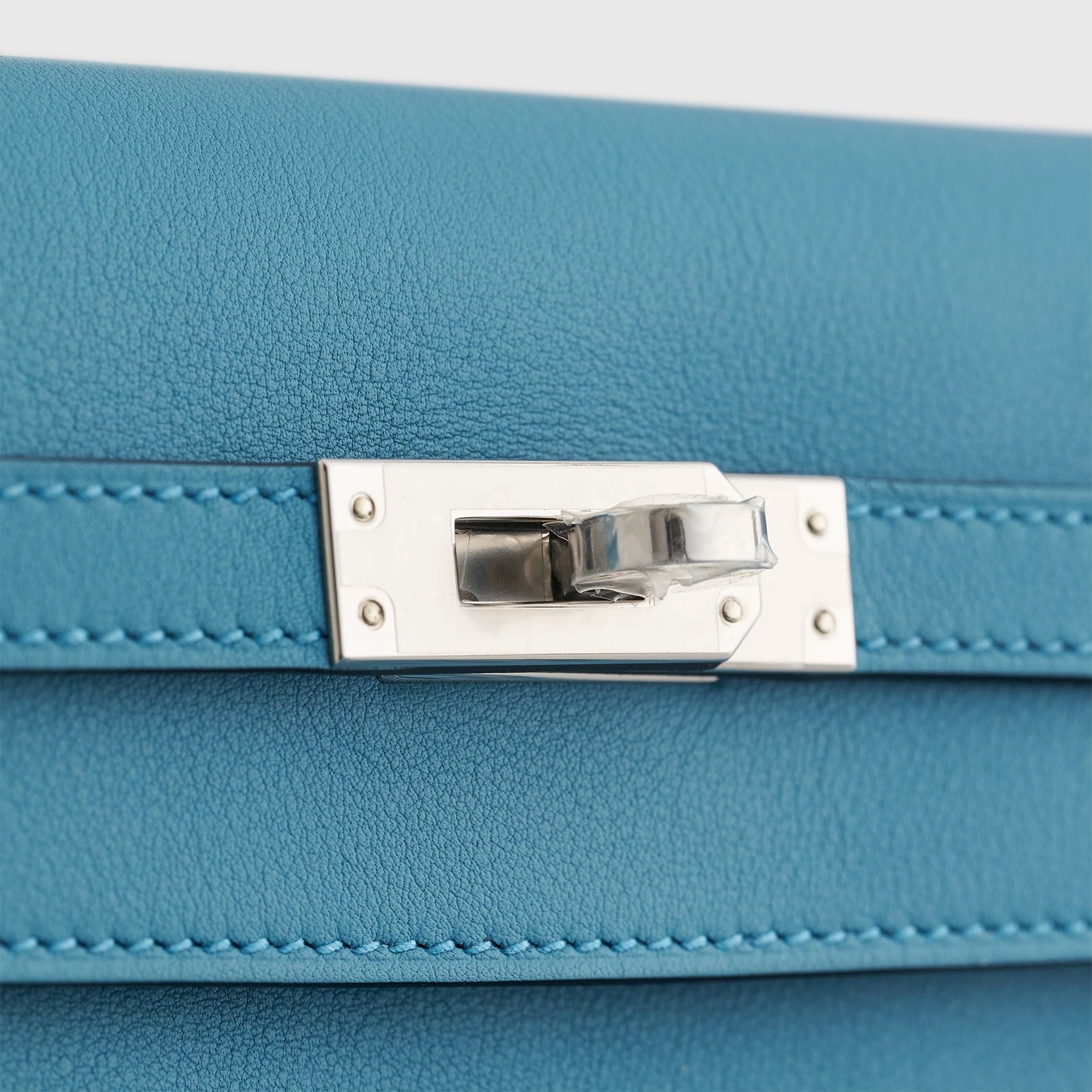 Hermès Kelly Danse II Anate w/ Fringe Swift Blue Jean Palladium Hardware