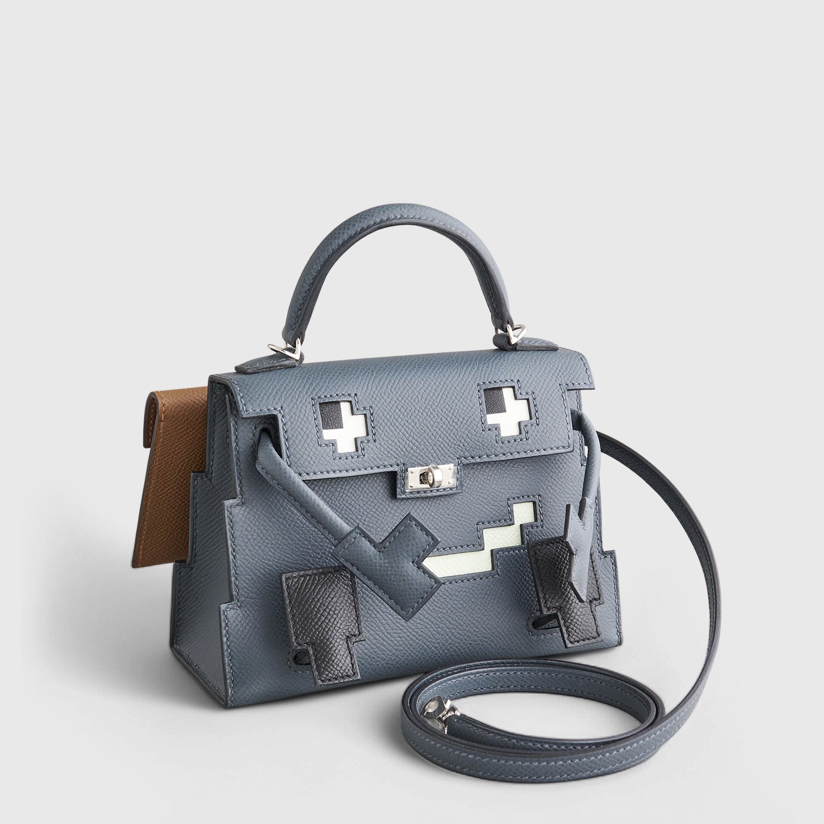Hermès Kelly Doll Picto Mini Epsom Misty/Black/V Fizz/Alezan Palladium Hardware