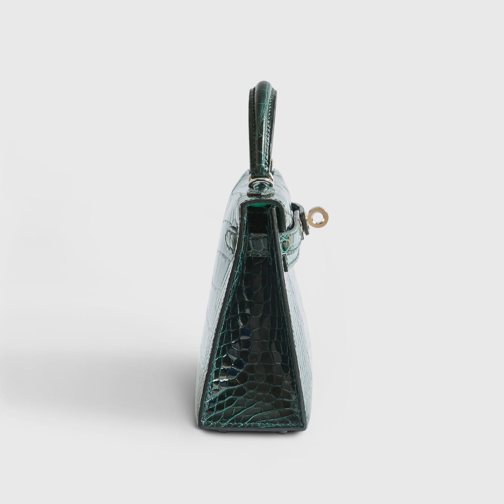 Hermès Kelly Mini Alligator Vert Cypress Shiny Palladium Hardware
