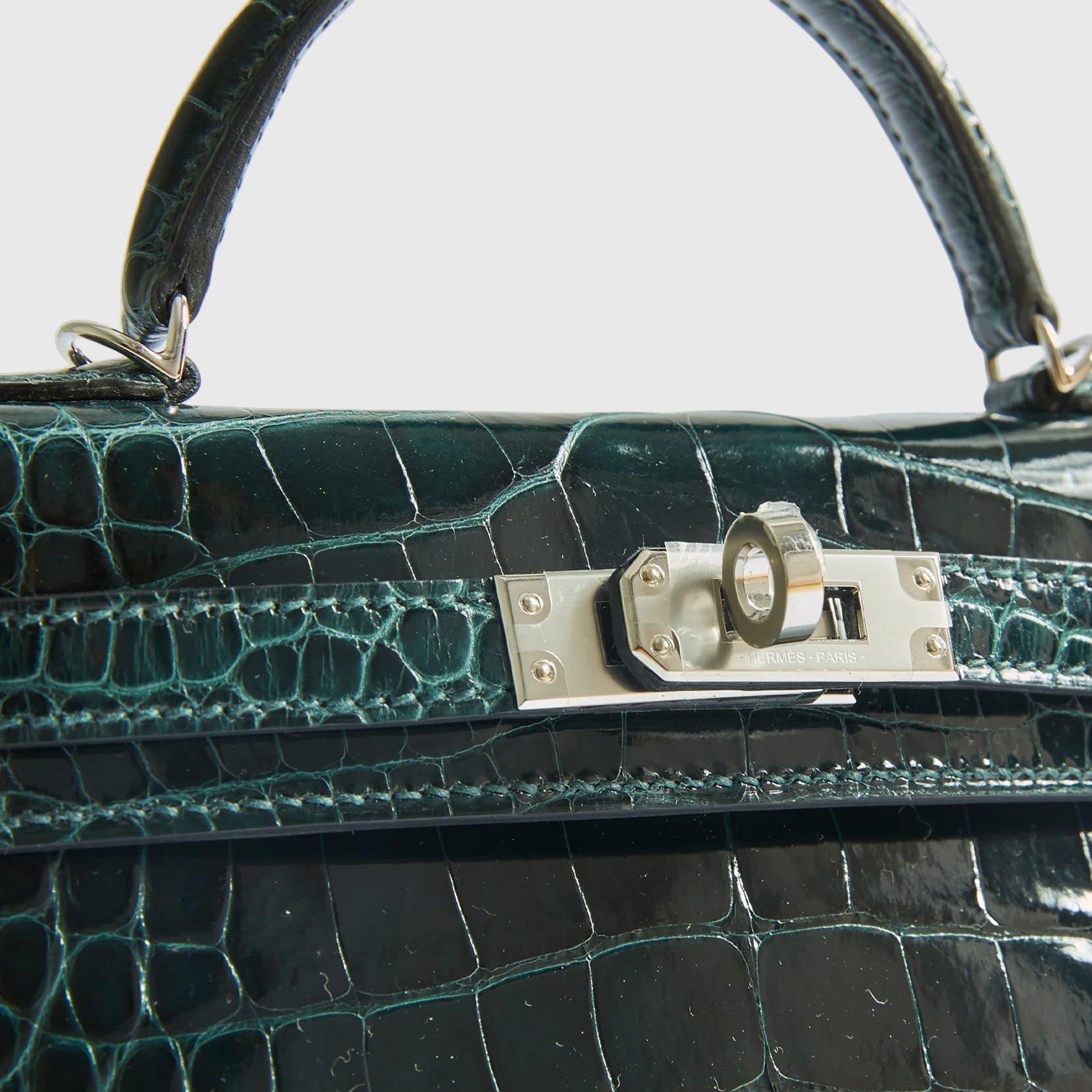 Hermès Kelly Mini Alligator Vert Cypress Shiny Palladium Hardware