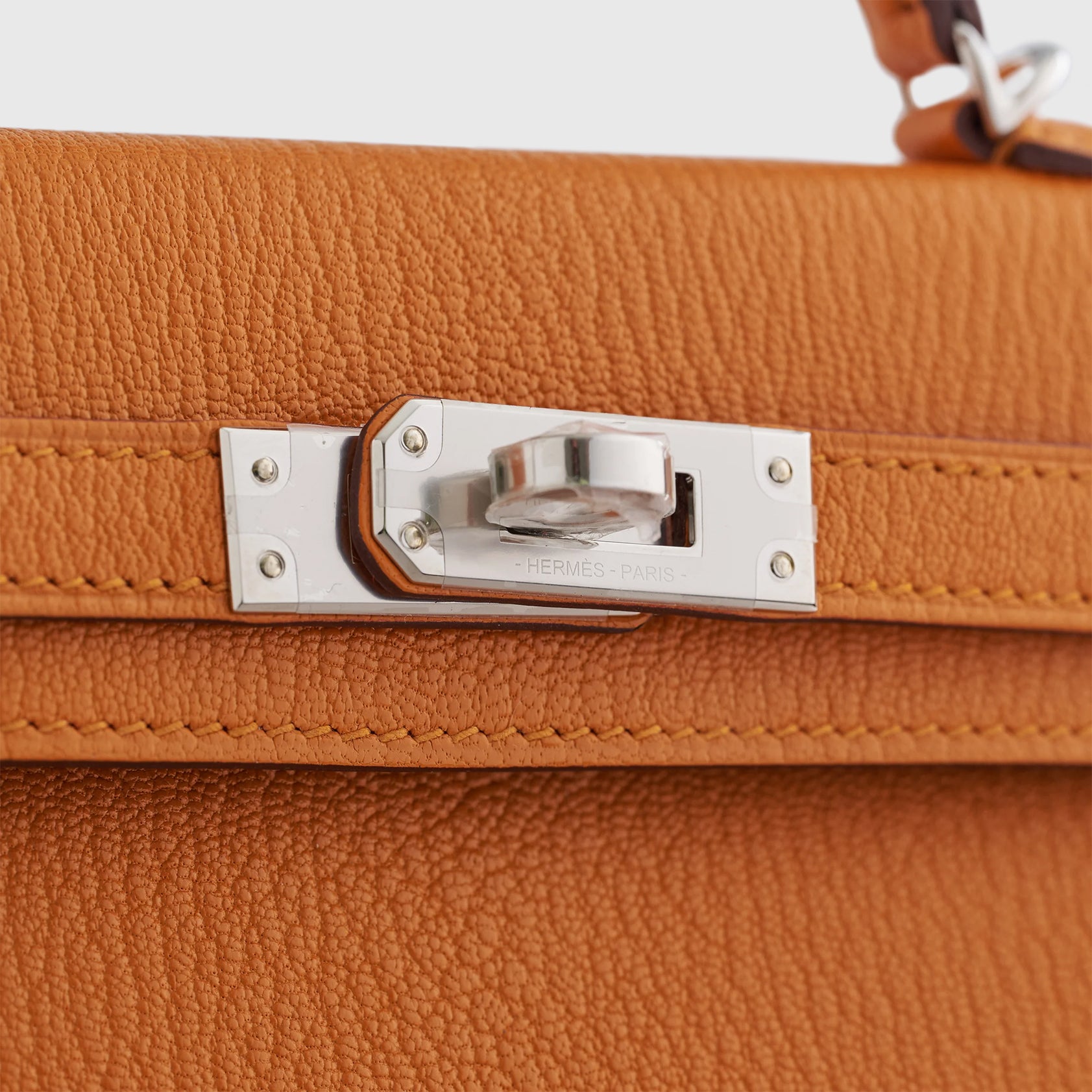 Hermès Kelly Mini Chevre Apricot/Cuivre Sellier Palladium Hardware - eliteUSA