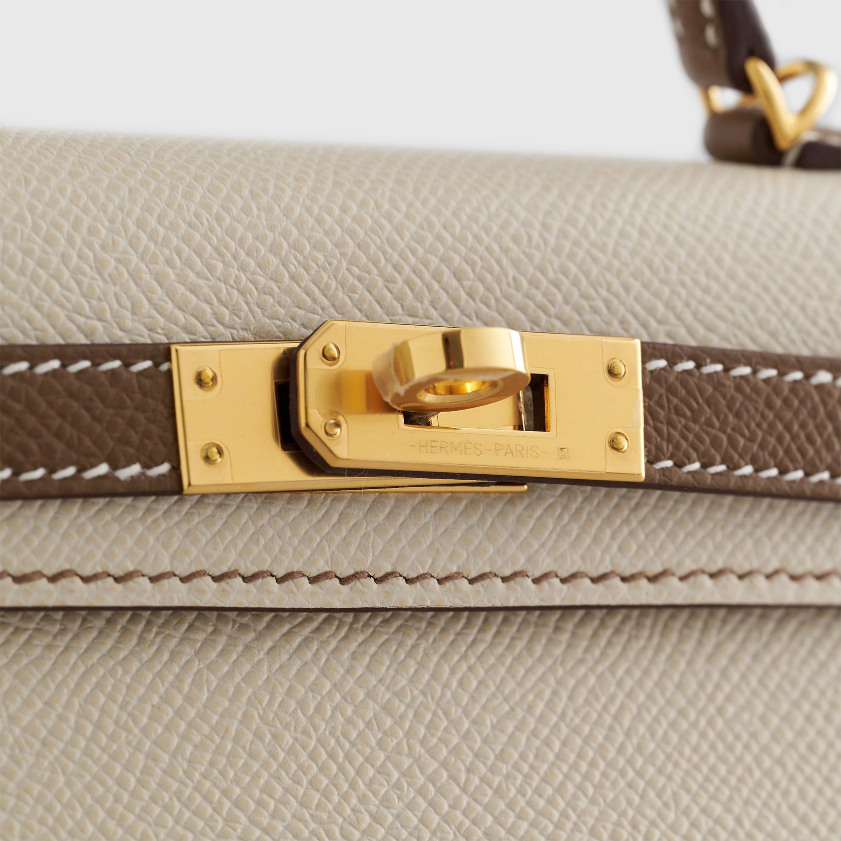 Hermès Kelly Mini Epsom Craie/Alezan Sellier Gold Hardware HSS - eliteUSA