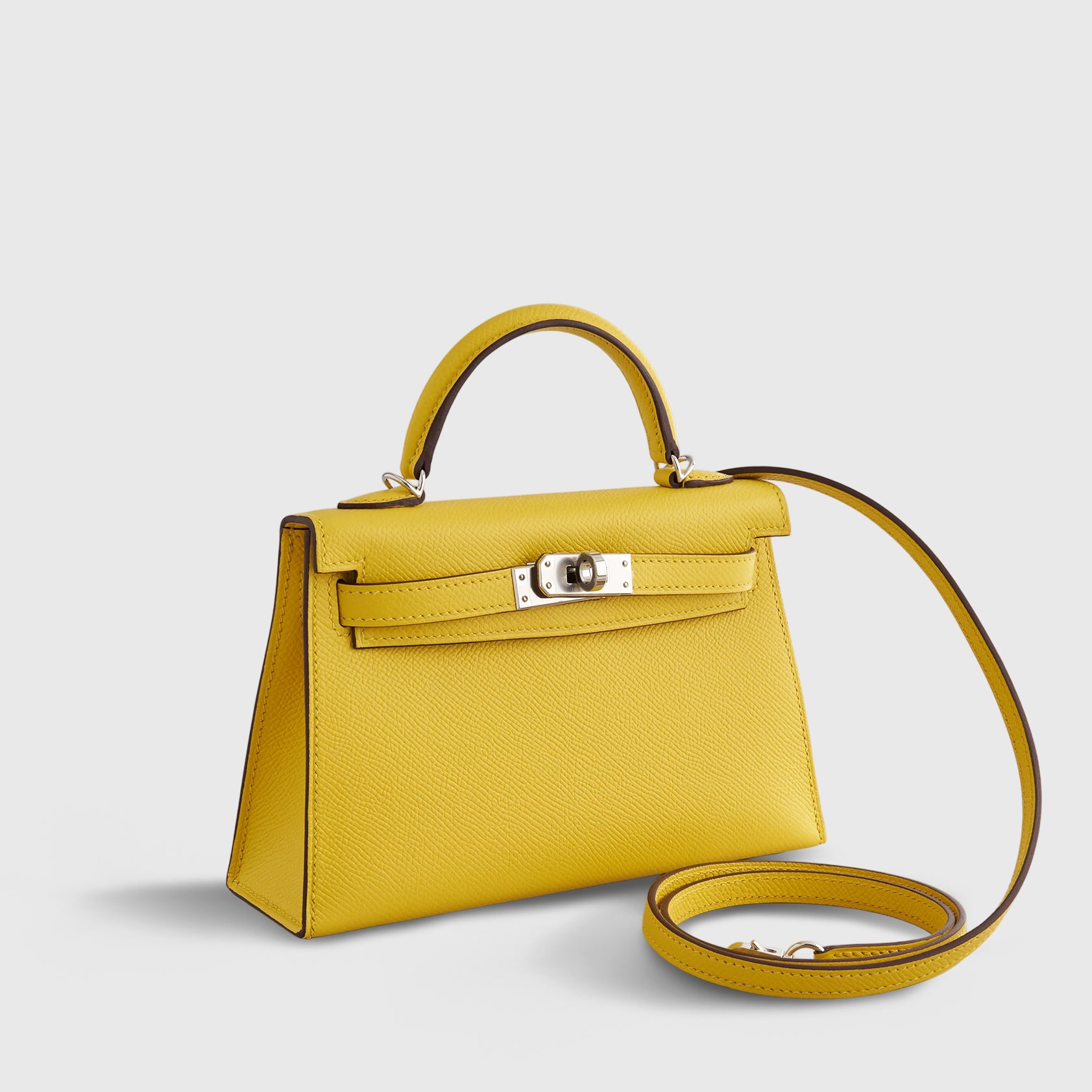 Hermès Kelly Mini Epsom Jaune de Naples Palladium Hardware - eliteUSA
