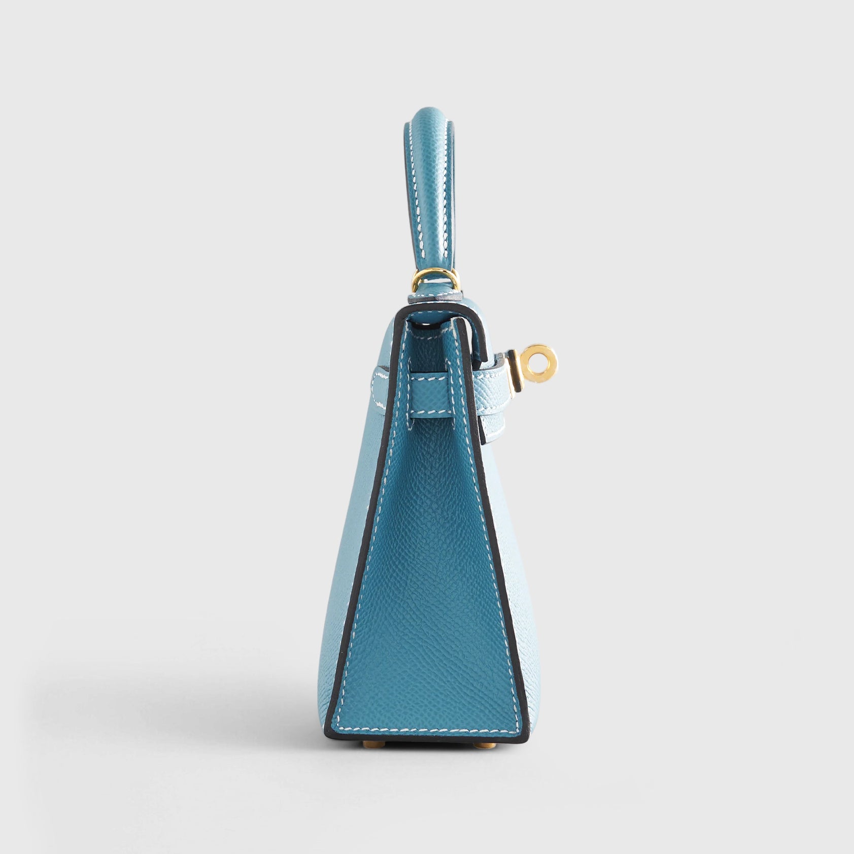 Hermès Kelly Mini Epsom New Blue Jean Sellier Gold Hardware - eliteUSA