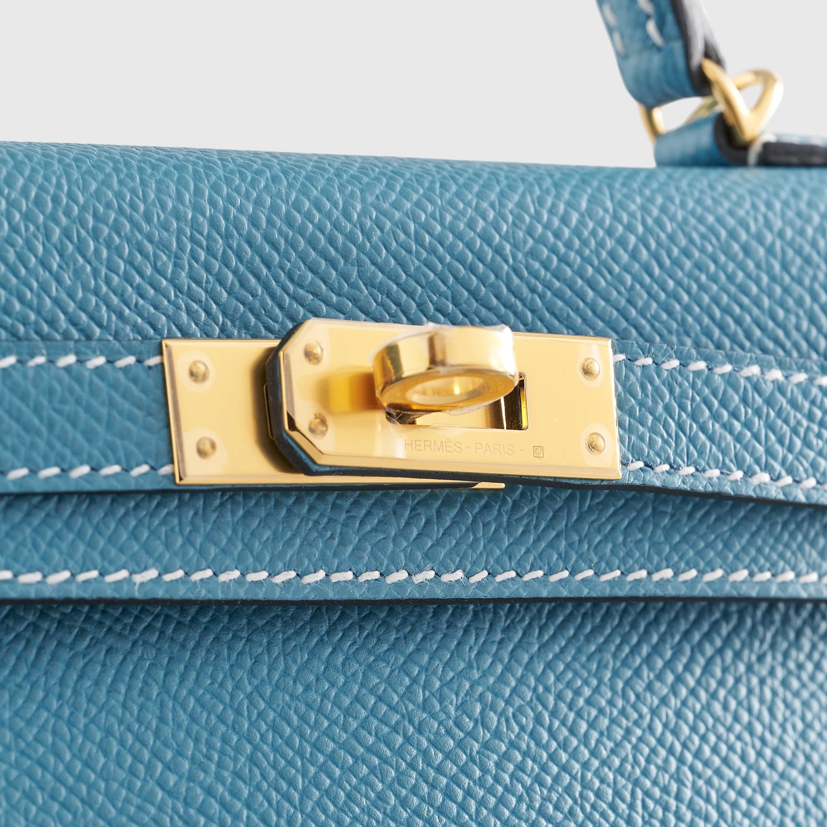 Hermès Kelly Mini Epsom New Blue Jean Sellier Gold Hardware - eliteUSA