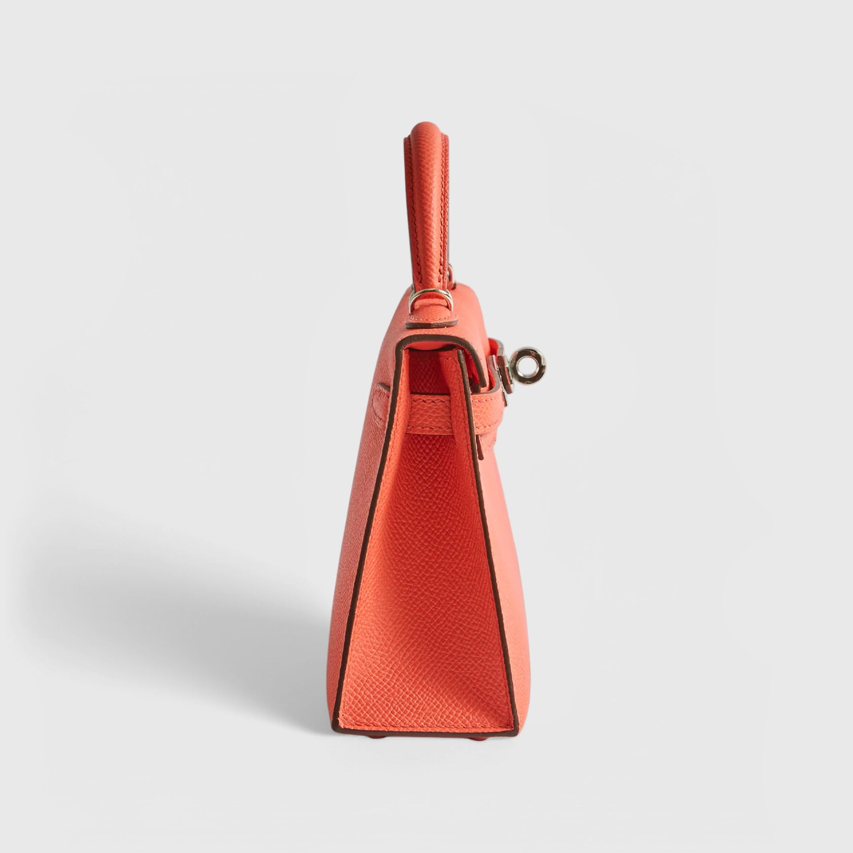 Hermès Kelly Mini Epsom Rose Texas Palladium Hardware with Gold/White Strap