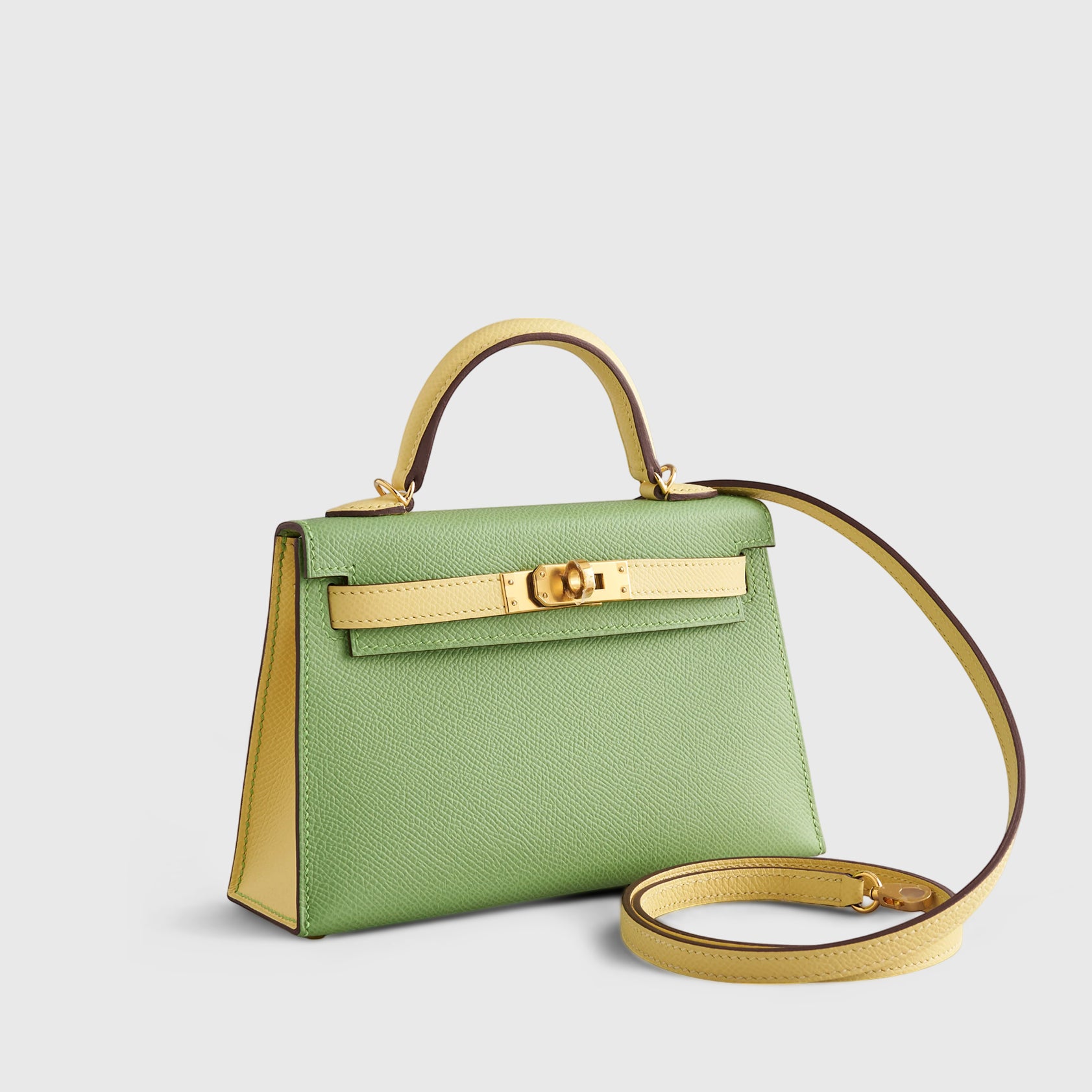 Hermès Kelly Mini Epsom Vert Criquet/Jaune Poussin Sellier HSS Gold Hardware - eliteUSA