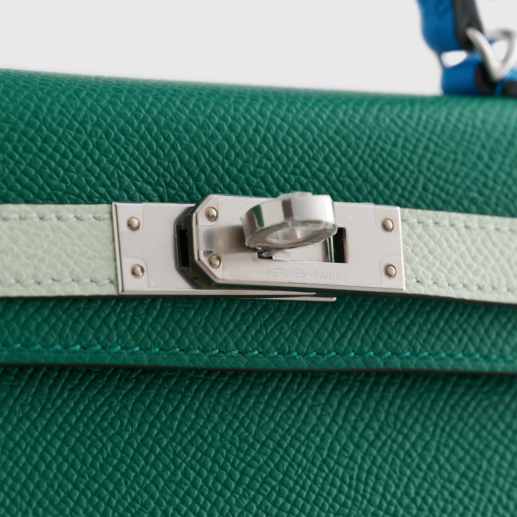 Hermès Kelly Mini Epsom Vert Vertigo/Vert Fizz/Blue Zanzibar Palladium Hardware - eliteUSA