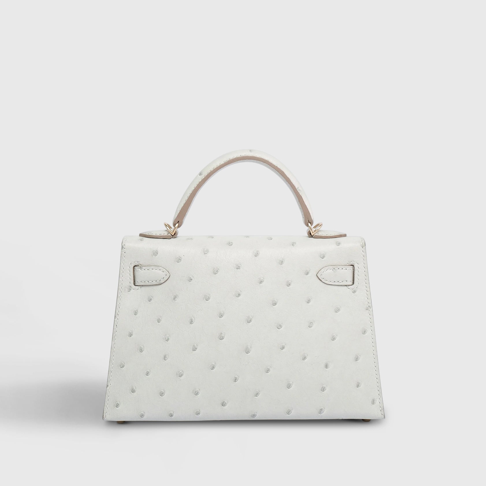 Hermès Kelly Mini Ostrich Gris Perle Permabrass Hardware HSS - eliteUSA