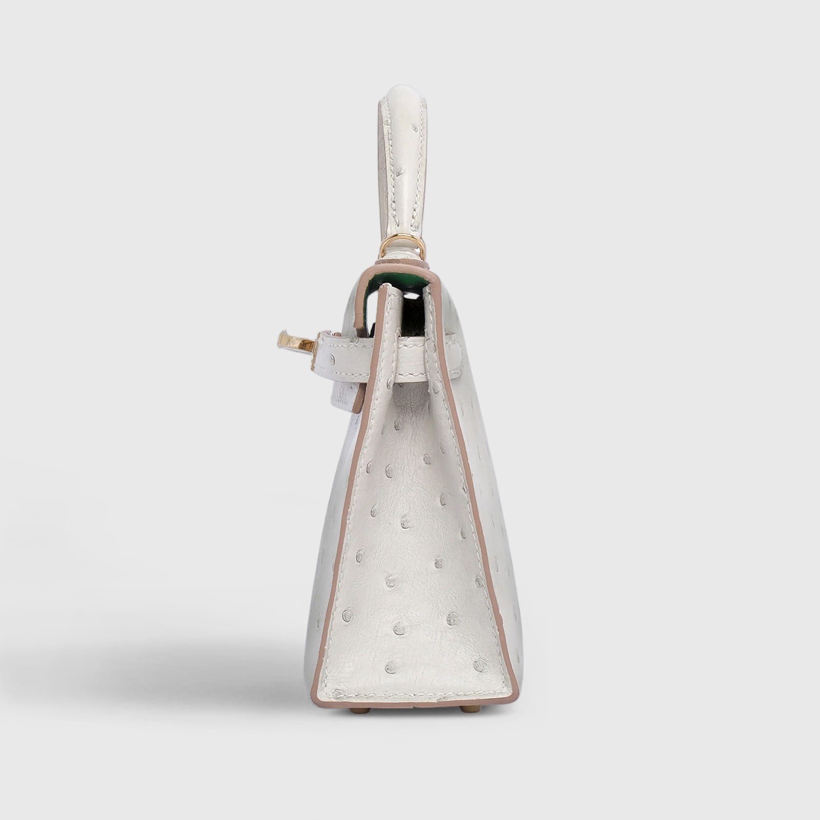 Hermès Kelly Mini Ostrich Gris Perle Permabrass Hardware HSS - eliteUSA