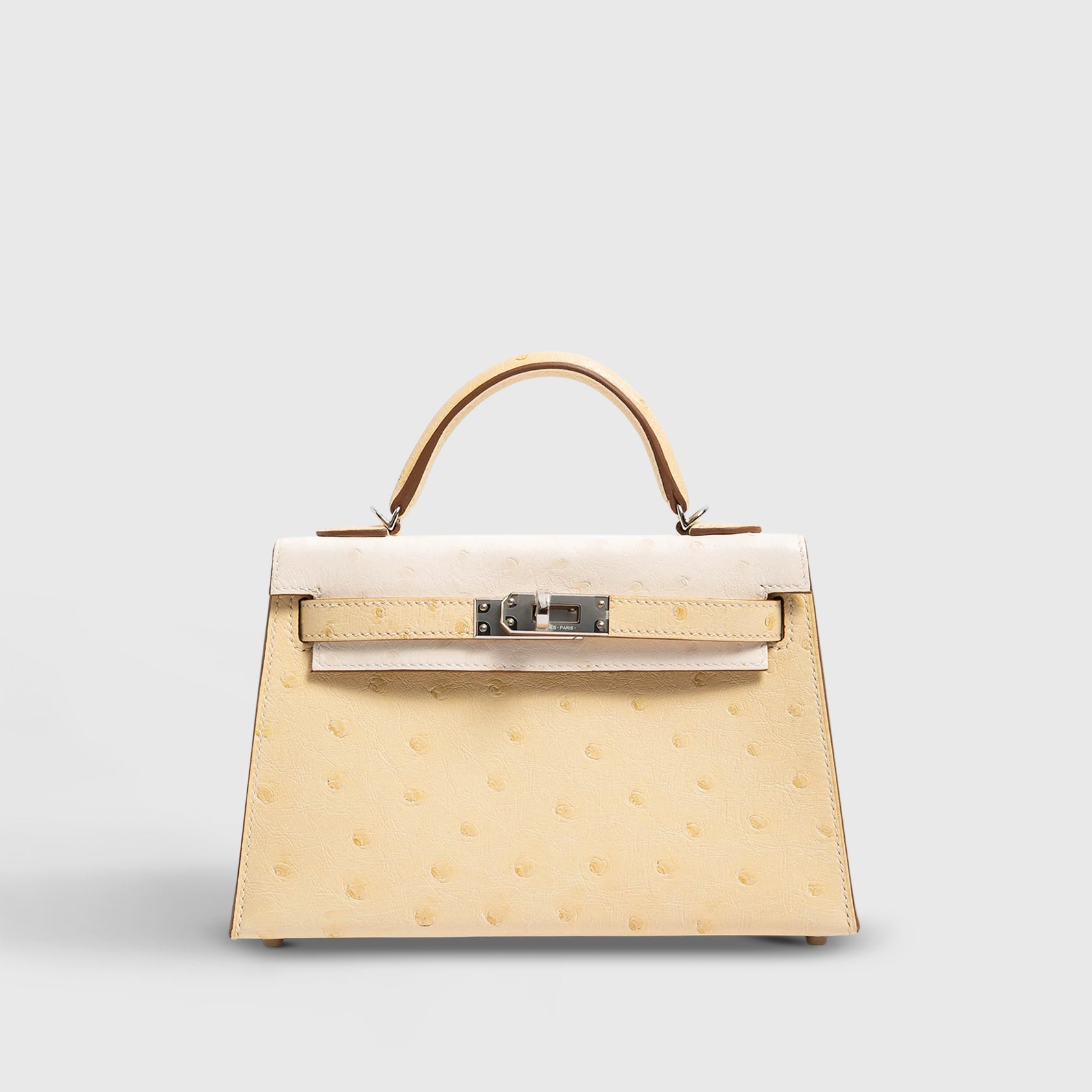 Hermès Kelly Mini Ostrich Vanille/Nata Palladium Hardware