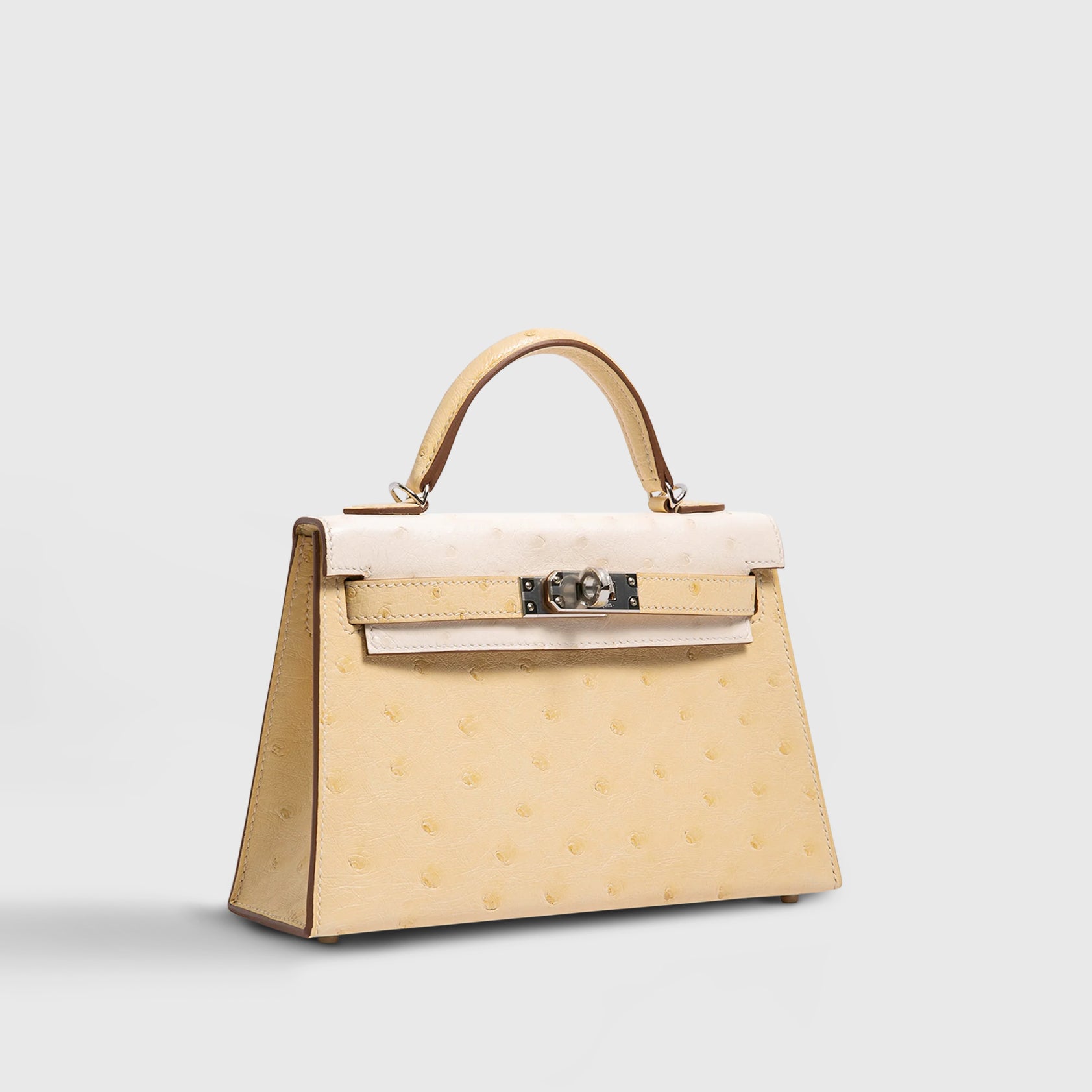 Hermès Kelly Mini Ostrich Vanille/Nata Palladium Hardware