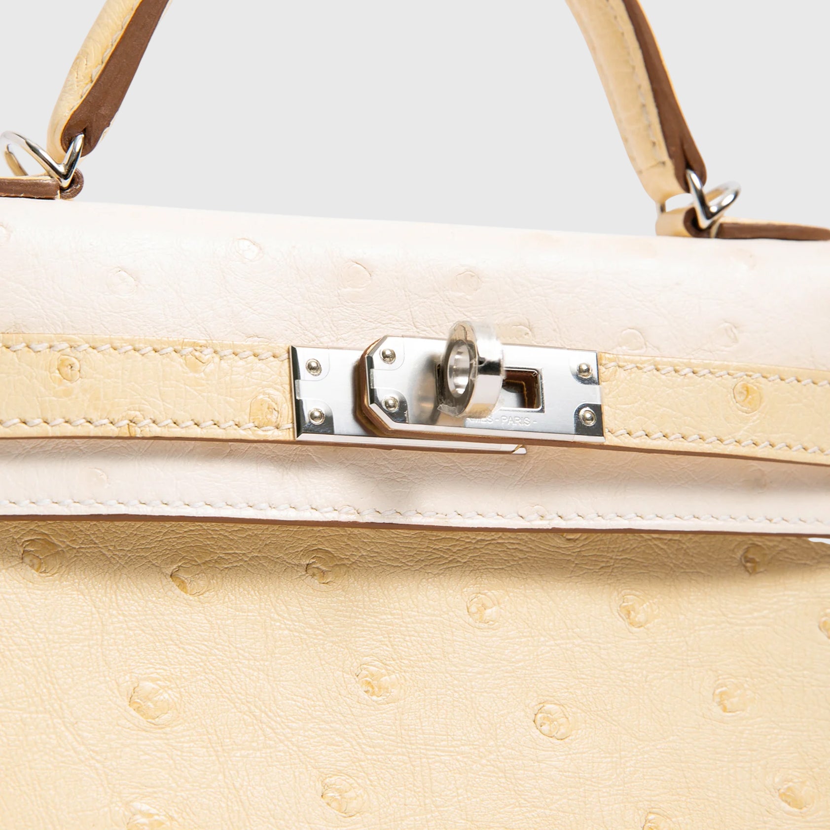 Hermès Kelly Mini Ostrich Vanille/Nata Palladium Hardware