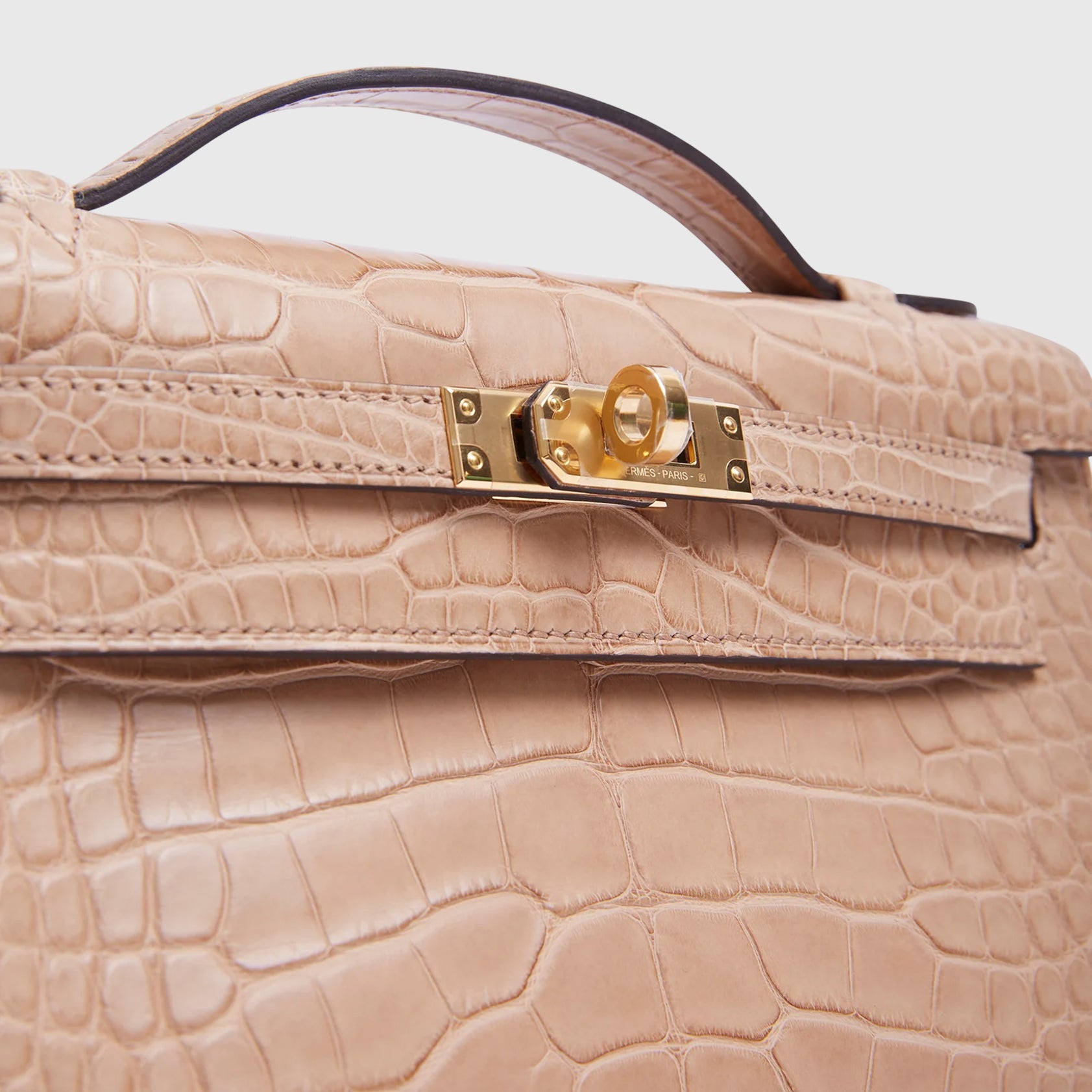 Hermès Kelly Pochette Alligator Chai Matte Gold Hardware