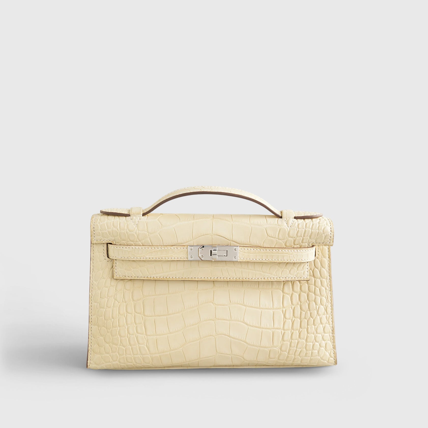 Hermès Kelly Pochette Mini Alligator Vanille Matte Palladium Hardware