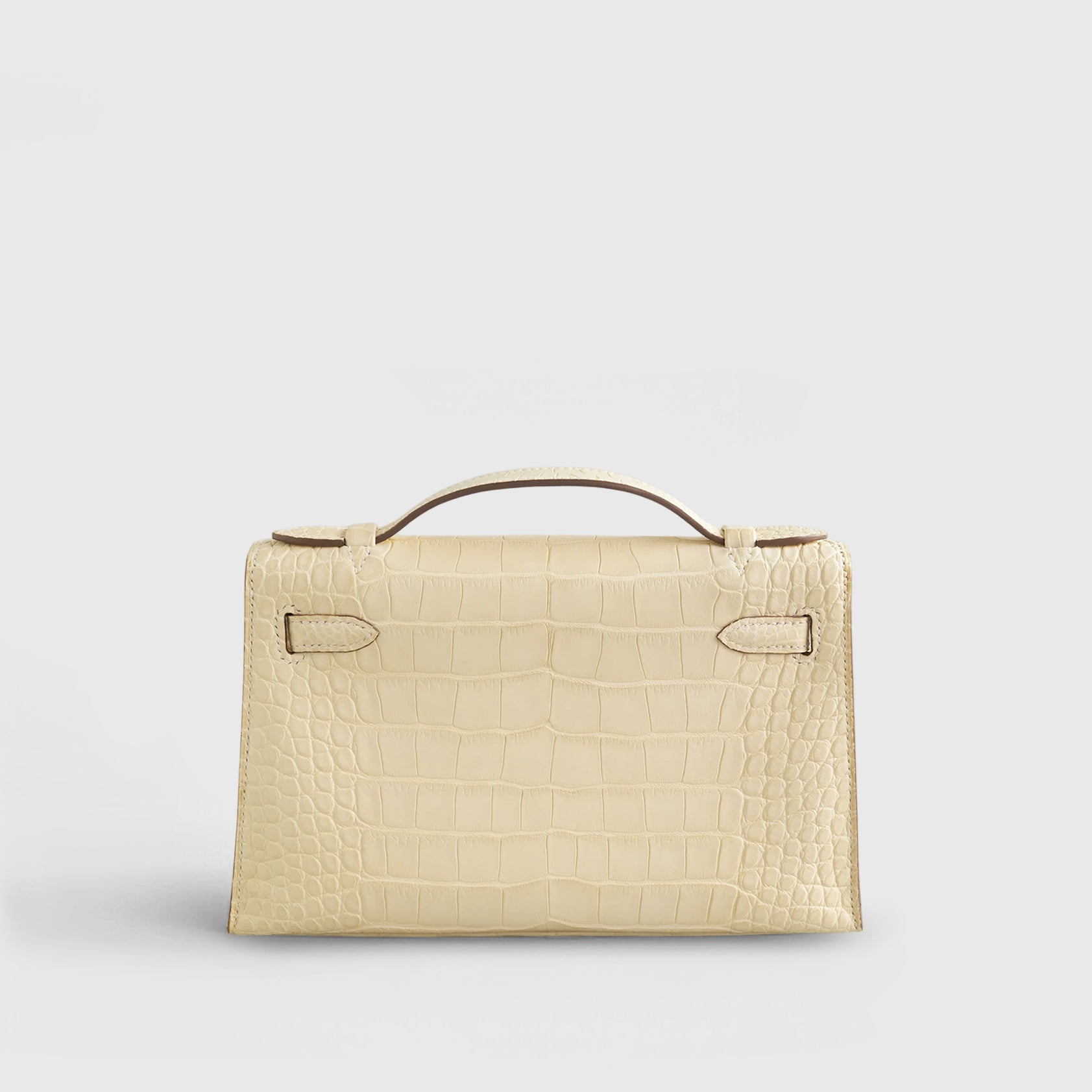 Hermès Kelly Pochette Mini Alligator Vanille Matte Palladium Hardware