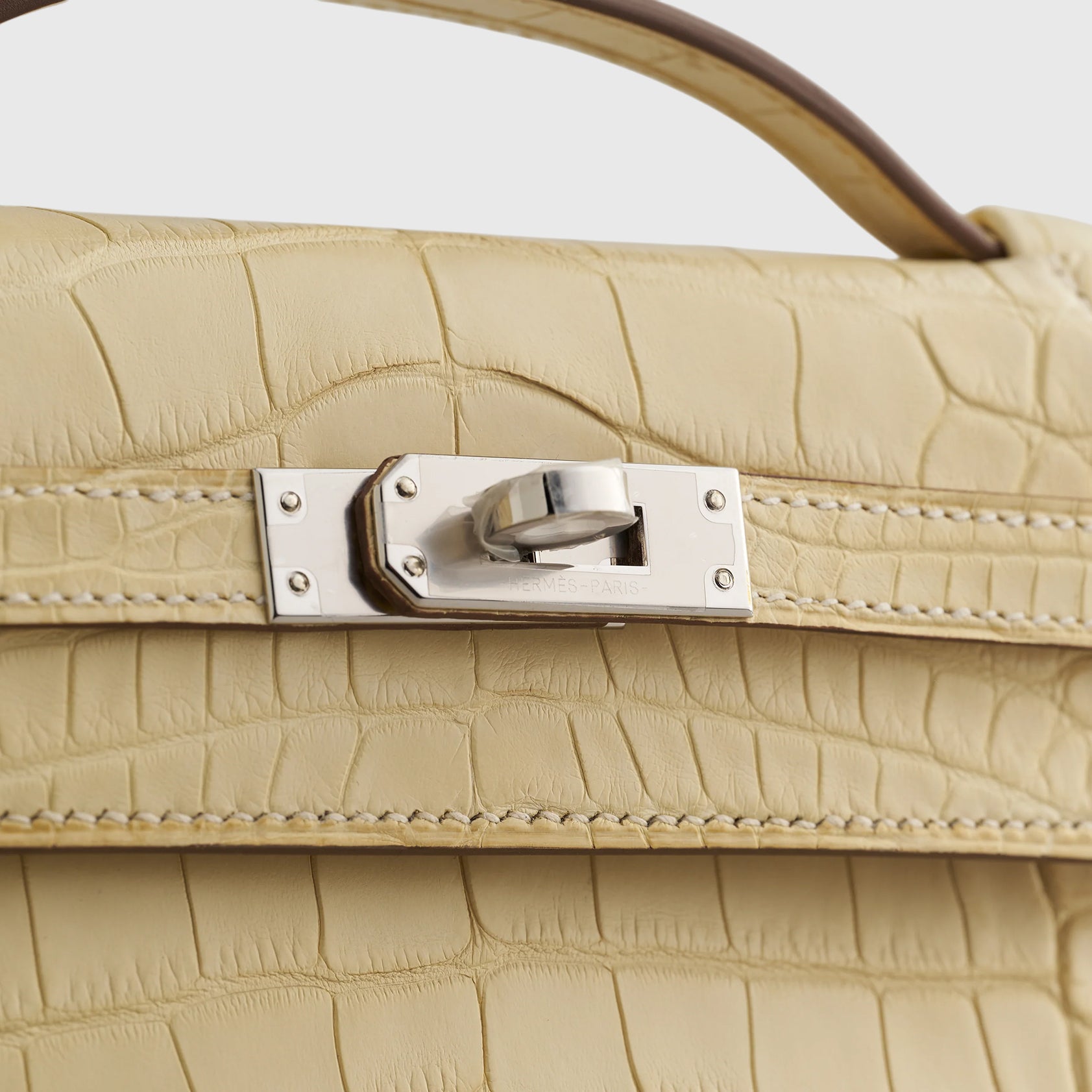 Hermès Kelly Pochette Mini Alligator Vanille Matte Palladium Hardware