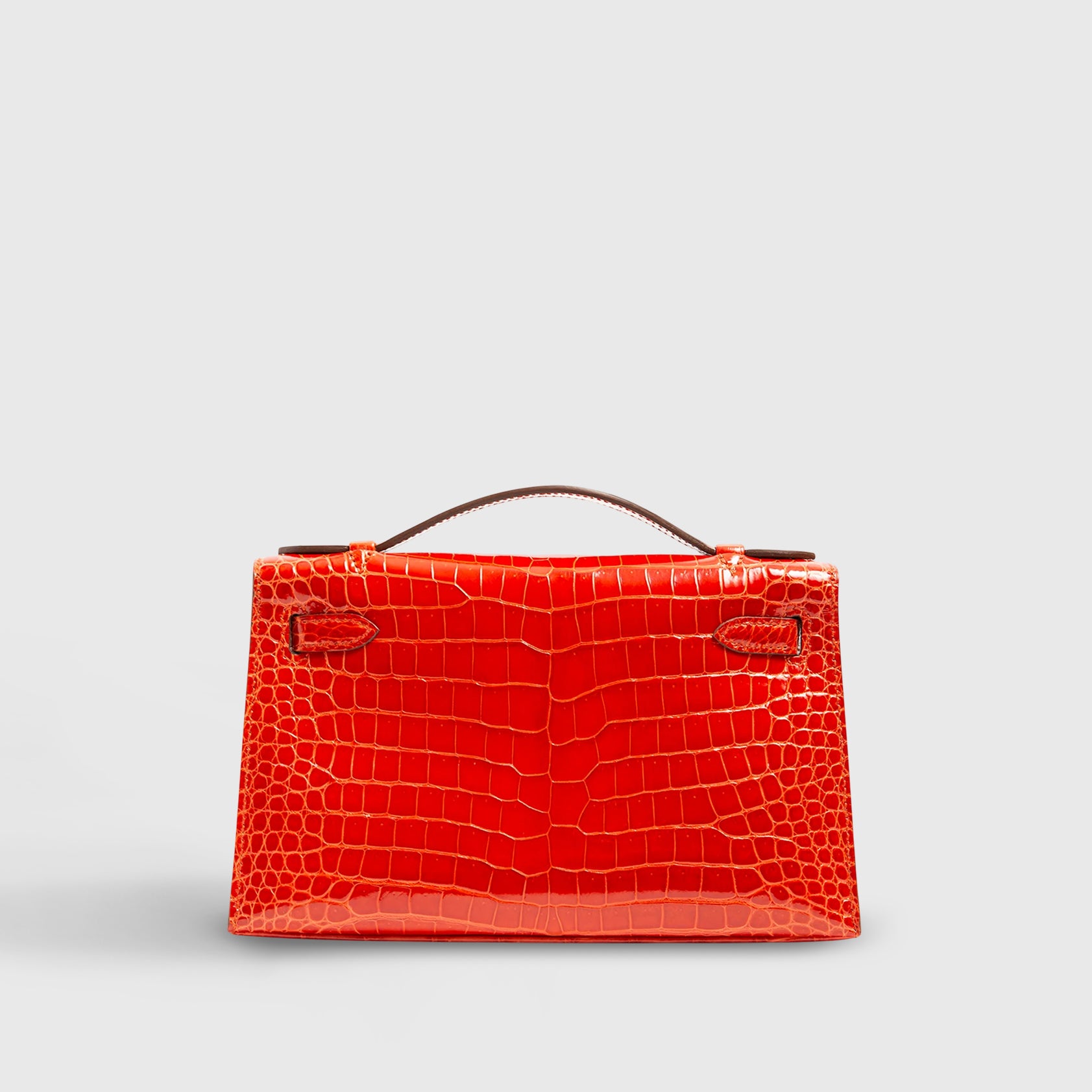 Hermès Kelly Pochette Mini Croc Sanguine Gold Hardware