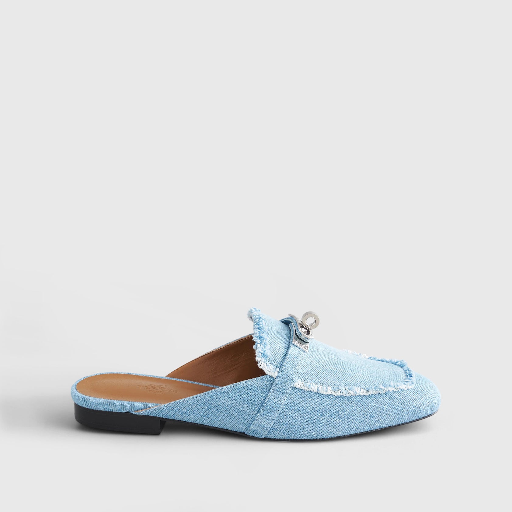 Hermès Oz Mules 38 Denim Blue Clair Palladium Hardware