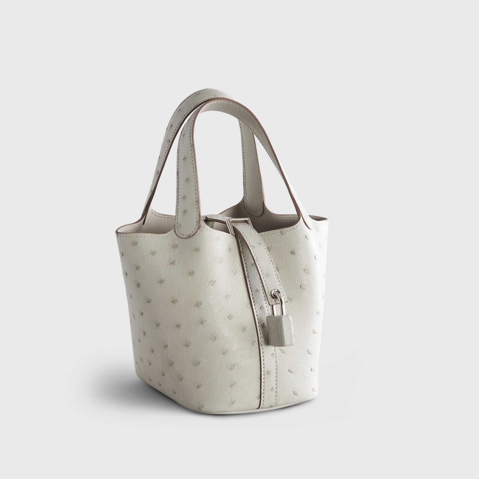 Hermès Picotin Micro Ostrich Gris Perle Palladium Hardware - eliteUSA