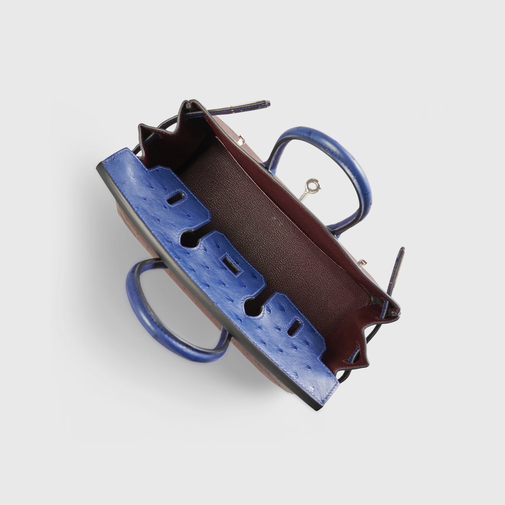 Hermès Birkin 25 Ostrich Rouge Sellier/Blue Iris Pallidum Hardware