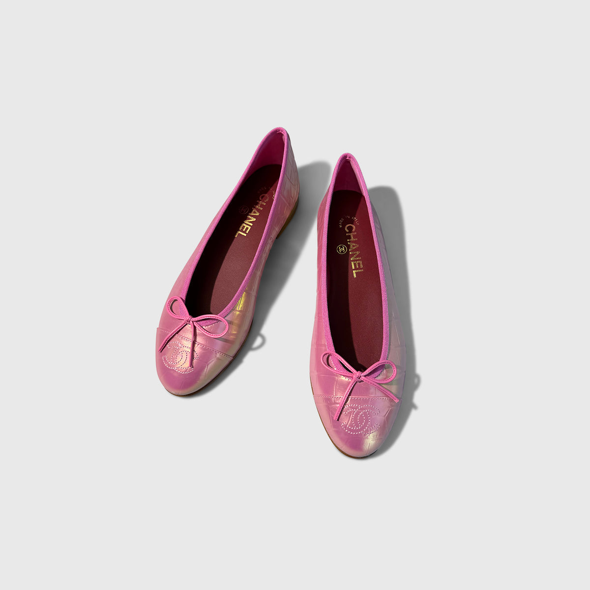 Chanel Iridescent Croc Embossed Ballet Flats